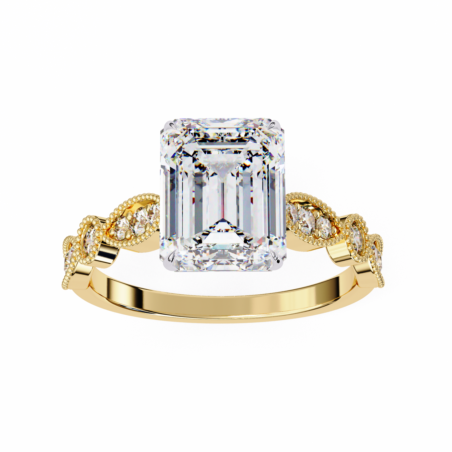 odessa lab grown diamond emerald vintage ring