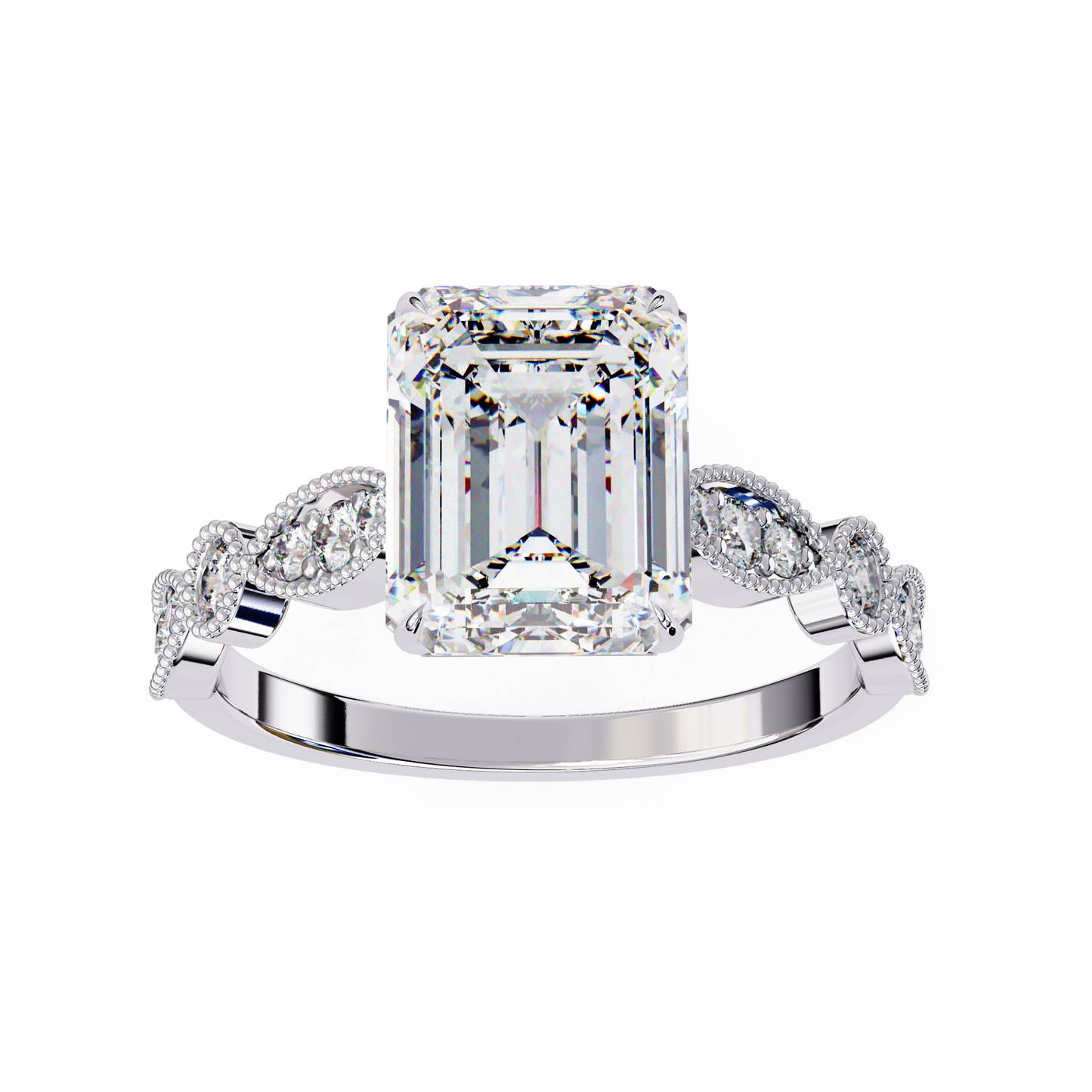 odessa lab grown diamond emerald vintage ring