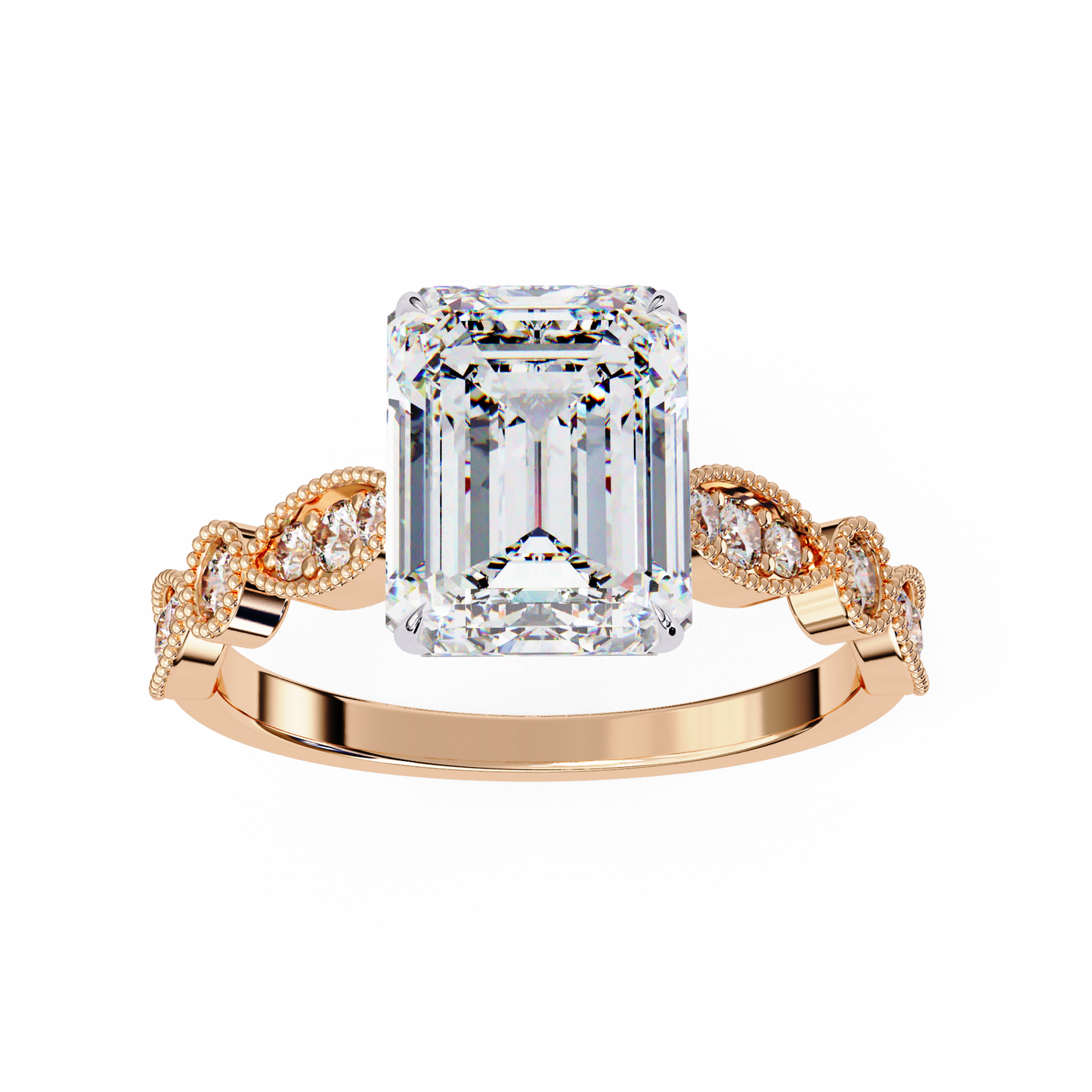 odessa lab grown diamond emerald vintage ring