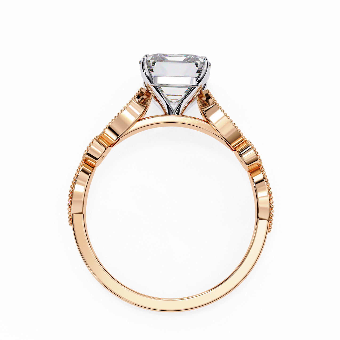 odessa lab grown diamond emerald vintage ring