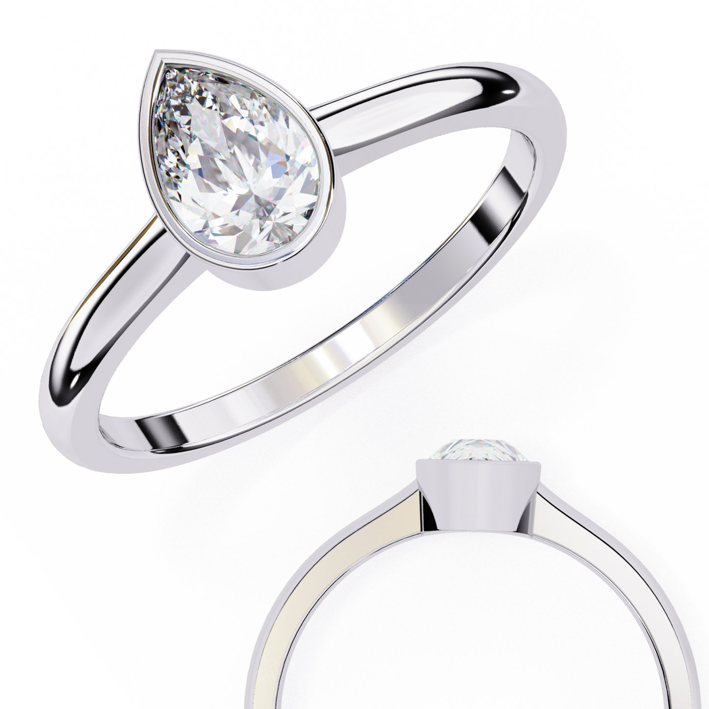 auralia lab grown diamond teardrop solitaire ring