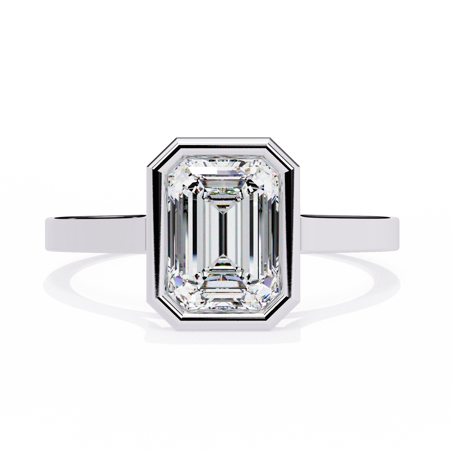 emerald bezel lab grown diamond ring