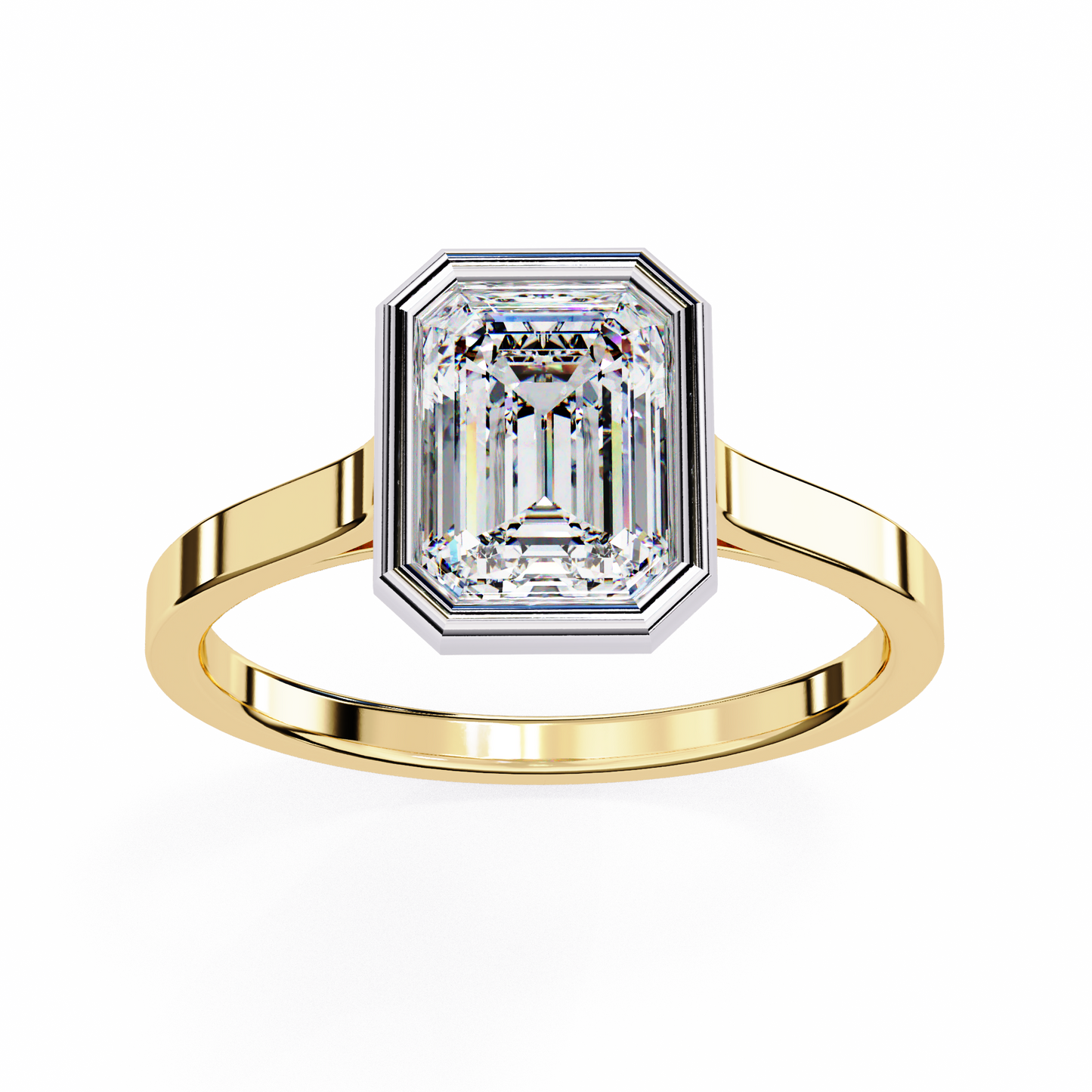 emerald bezel lab grown diamond ring