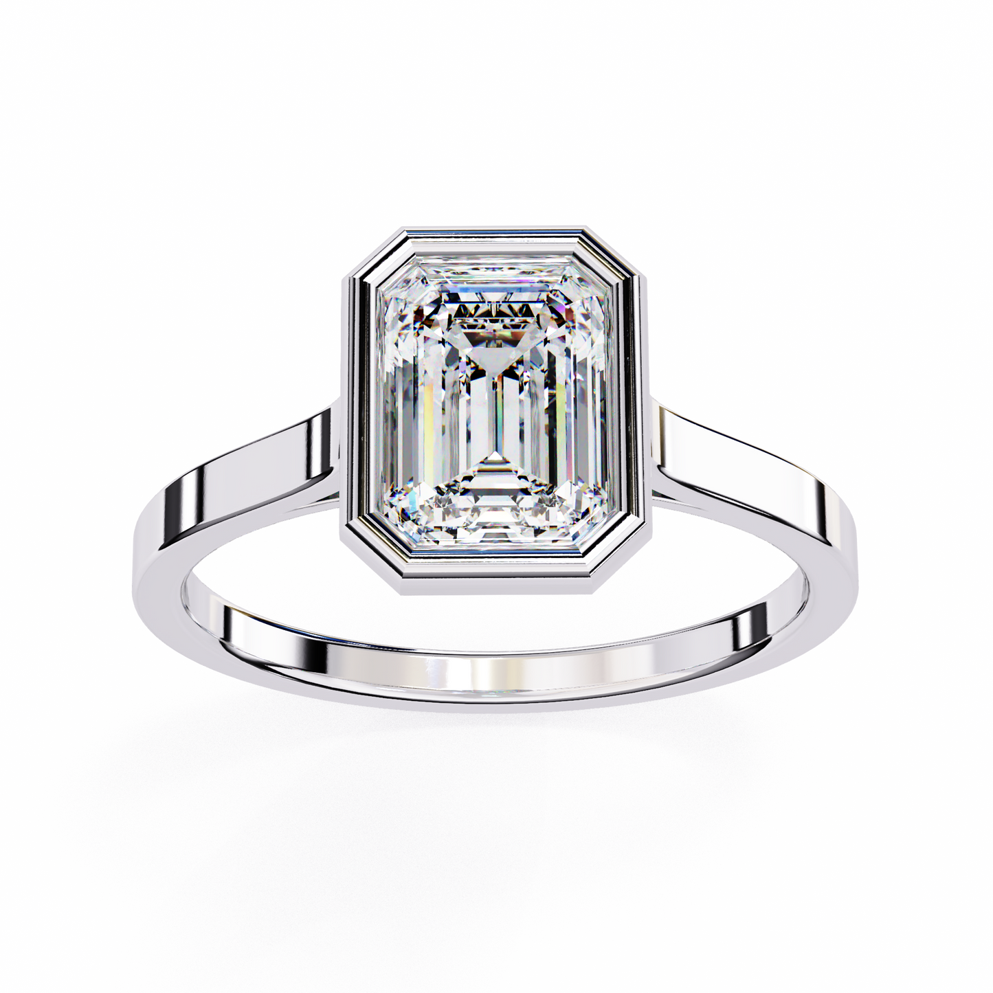 emerald bezel lab grown diamond ring