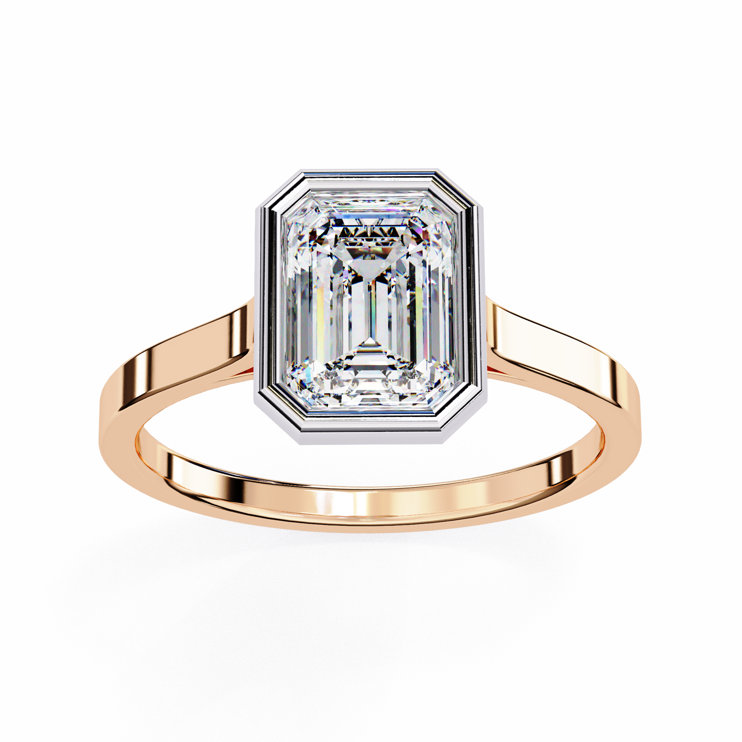 emerald bezel lab grown diamond ring