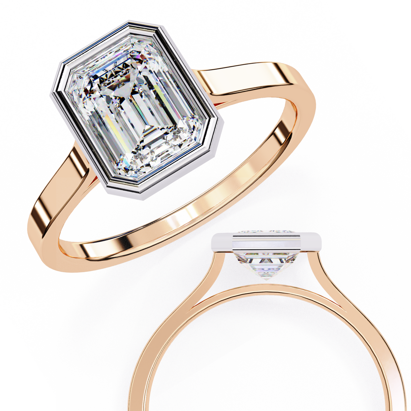 emerald bezel lab grown diamond ring