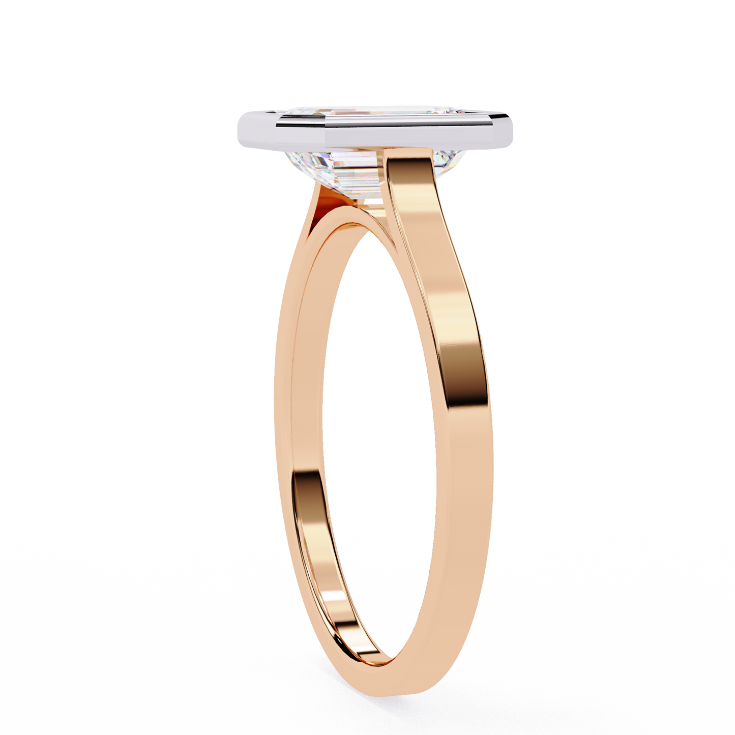 emerald bezel lab grown diamond ring