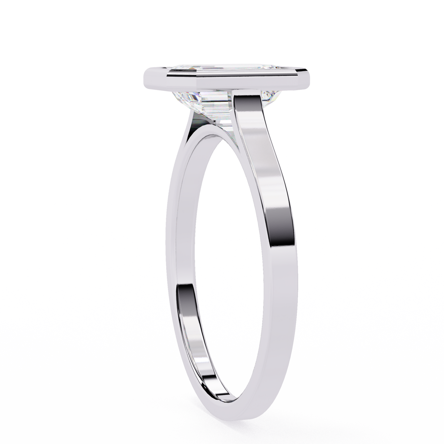 emerald bezel lab grown diamond ring