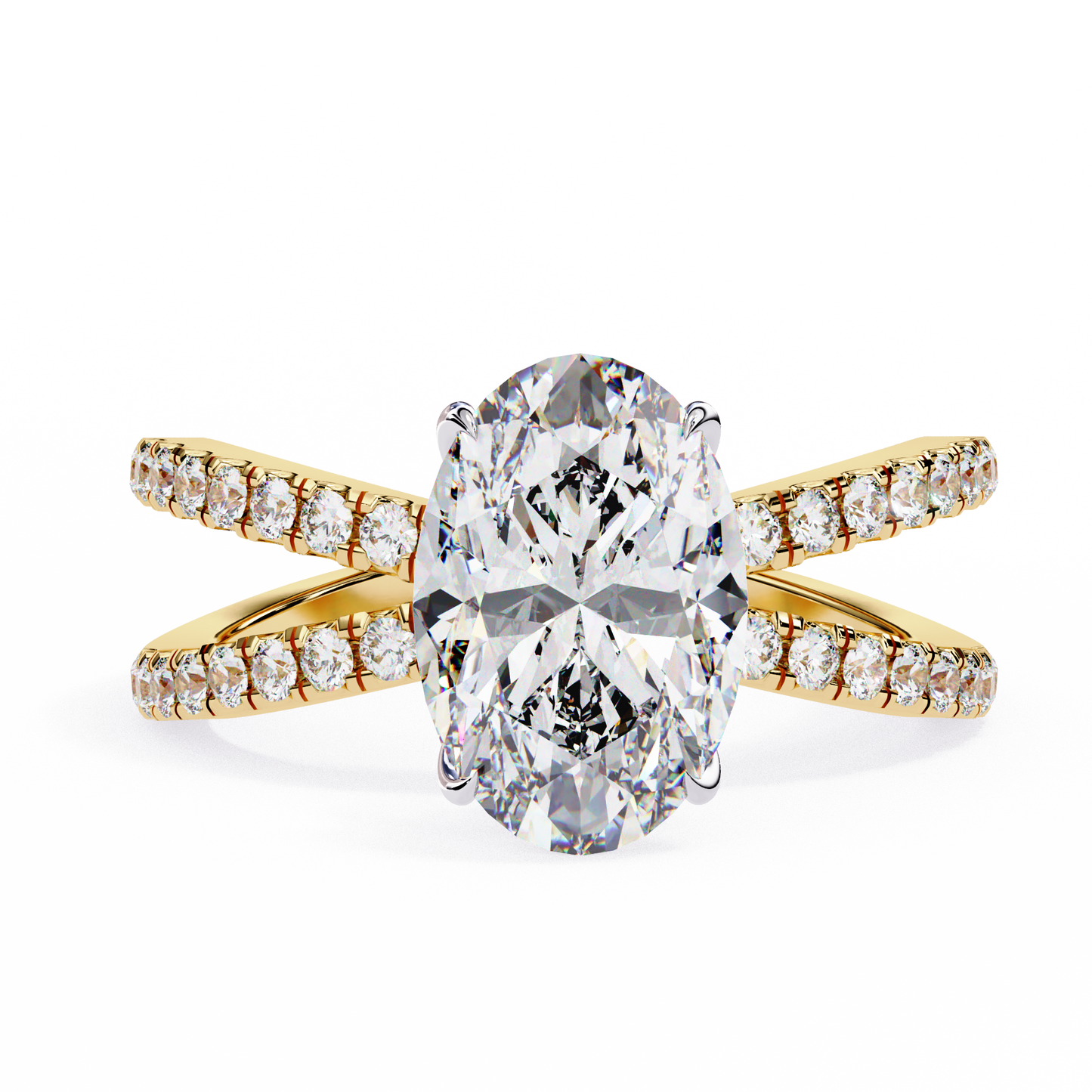 val pavé crisscross lab grown diamond ring
