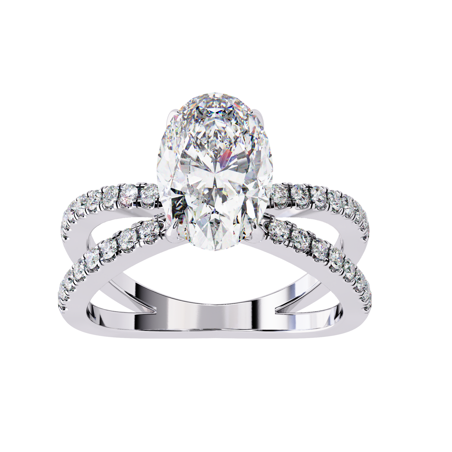 val pavé crisscross lab grown diamond ring