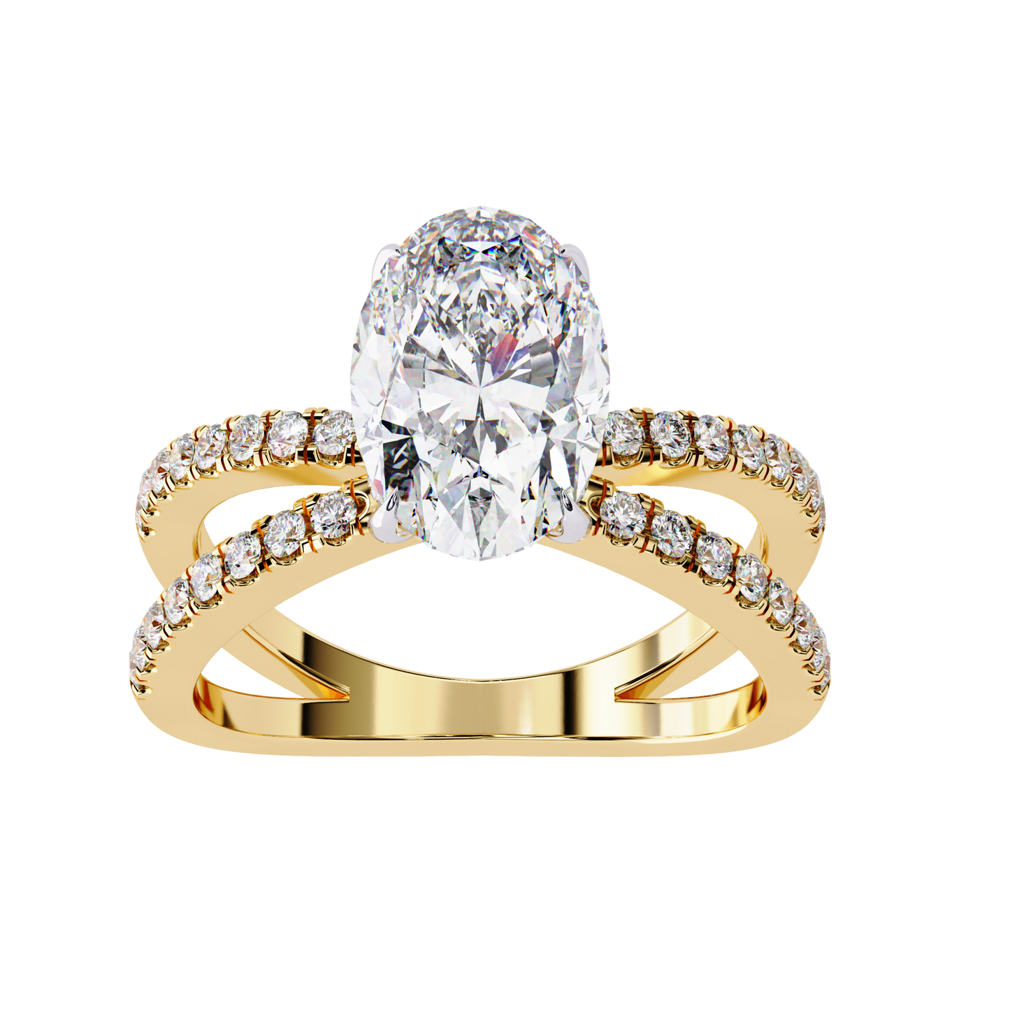 val pavé crisscross lab grown diamond ring
