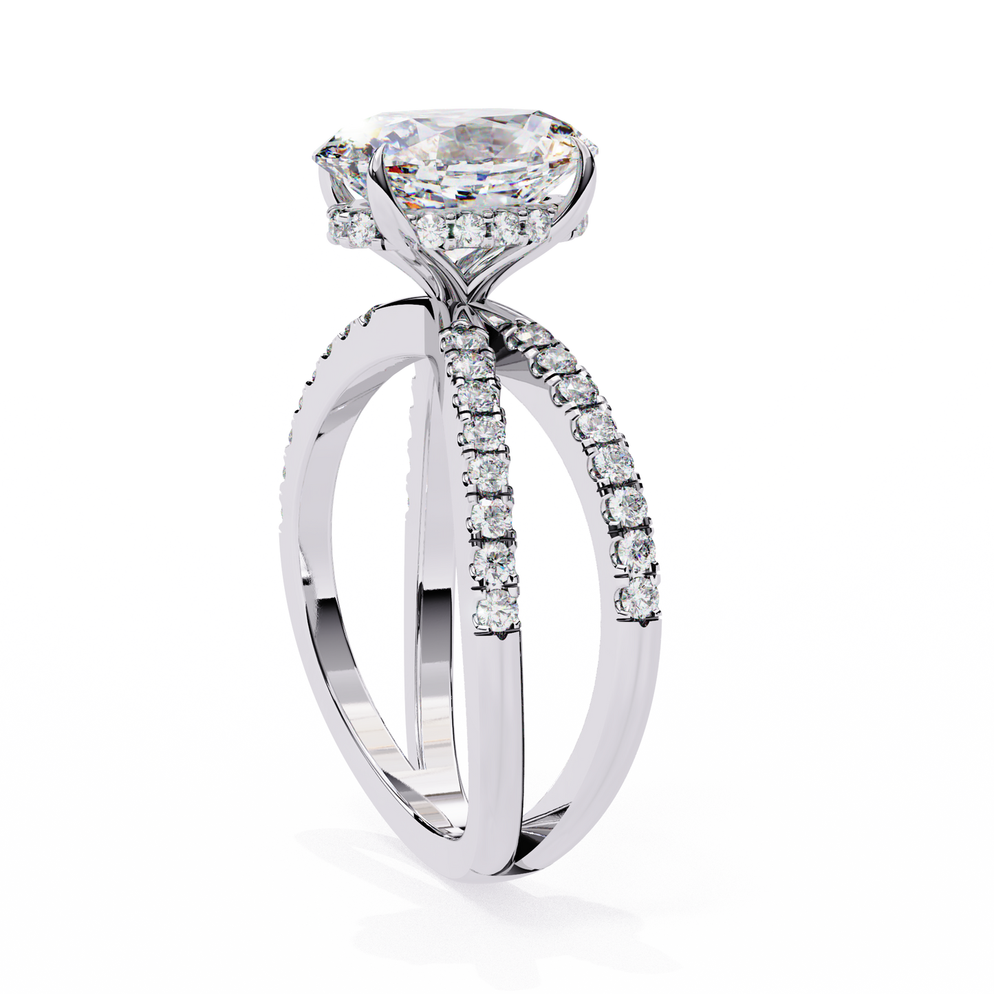 val pavé crisscross lab grown diamond ring