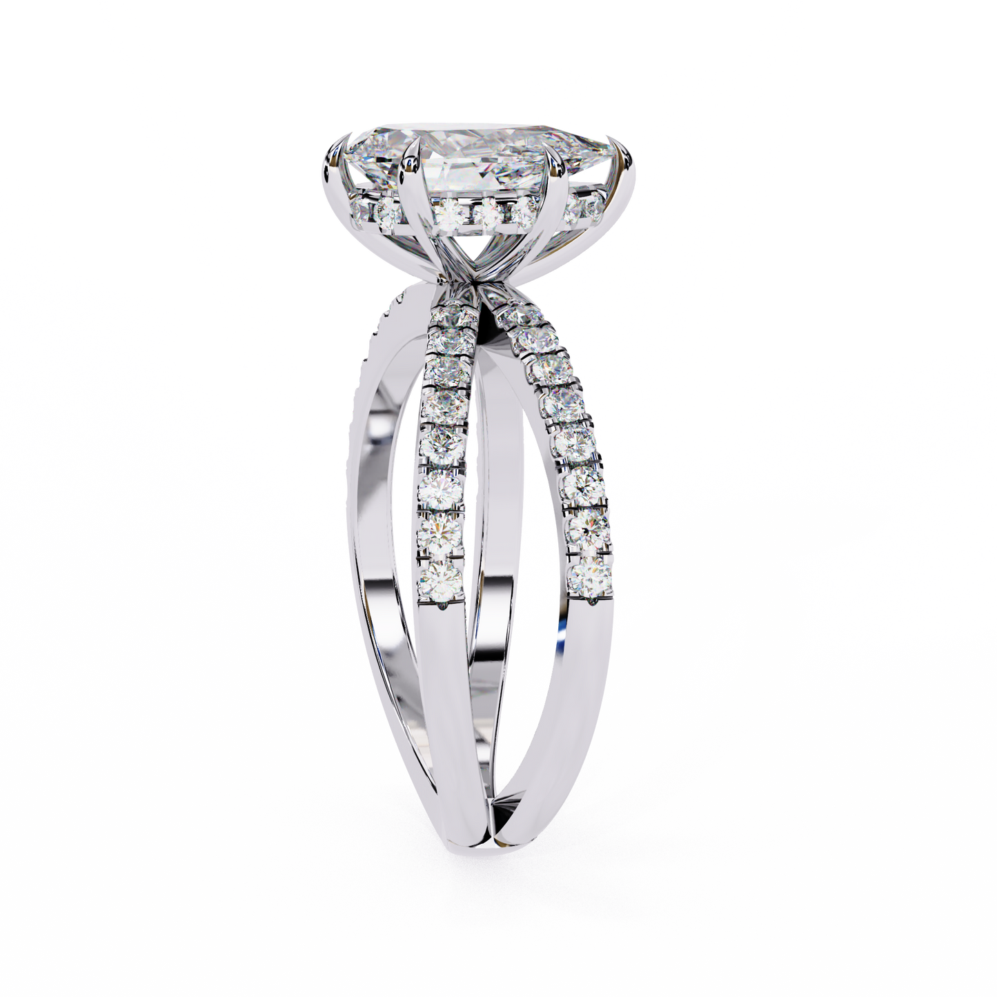 pear crisscross lab grown diamond ring