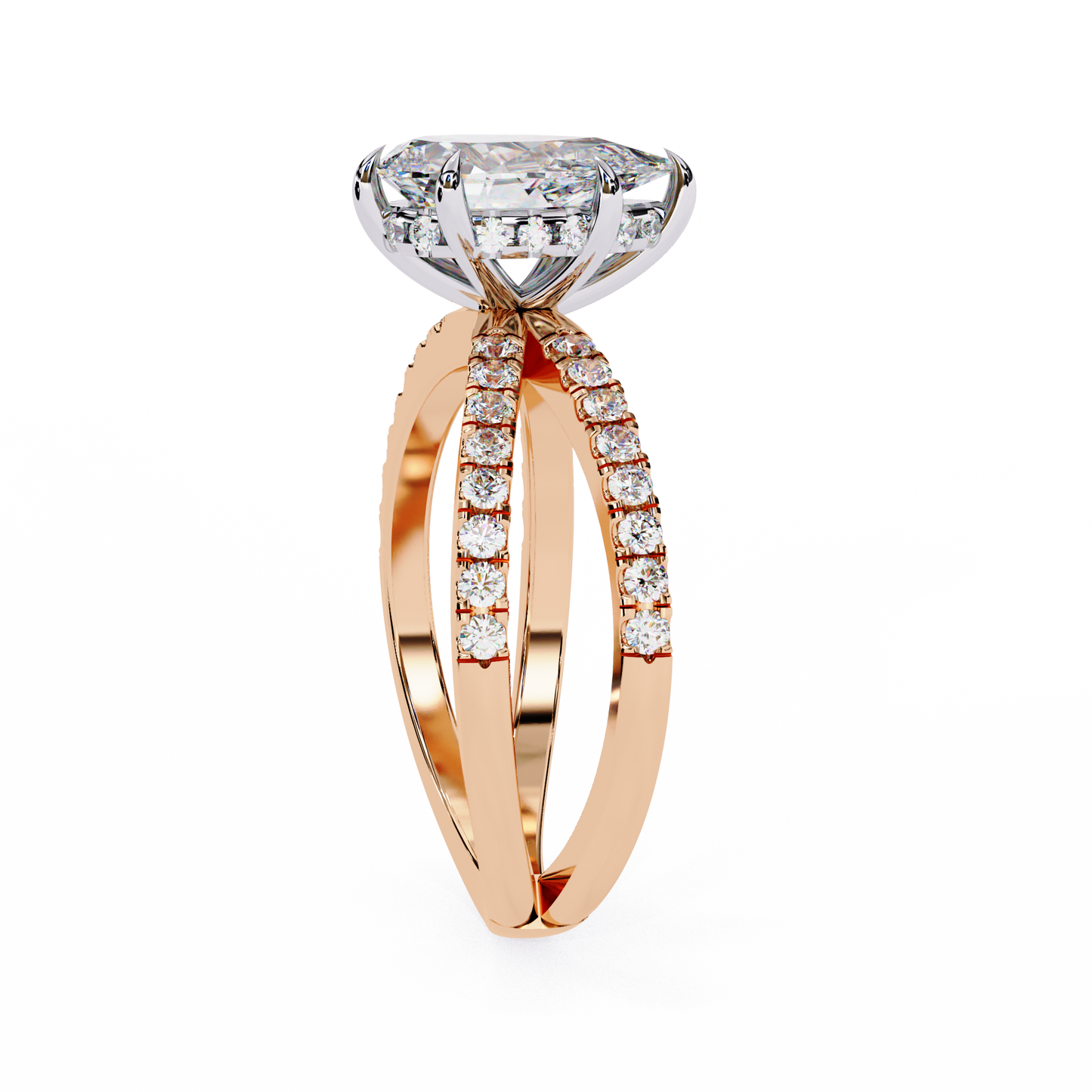 pear crisscross lab grown diamond ring