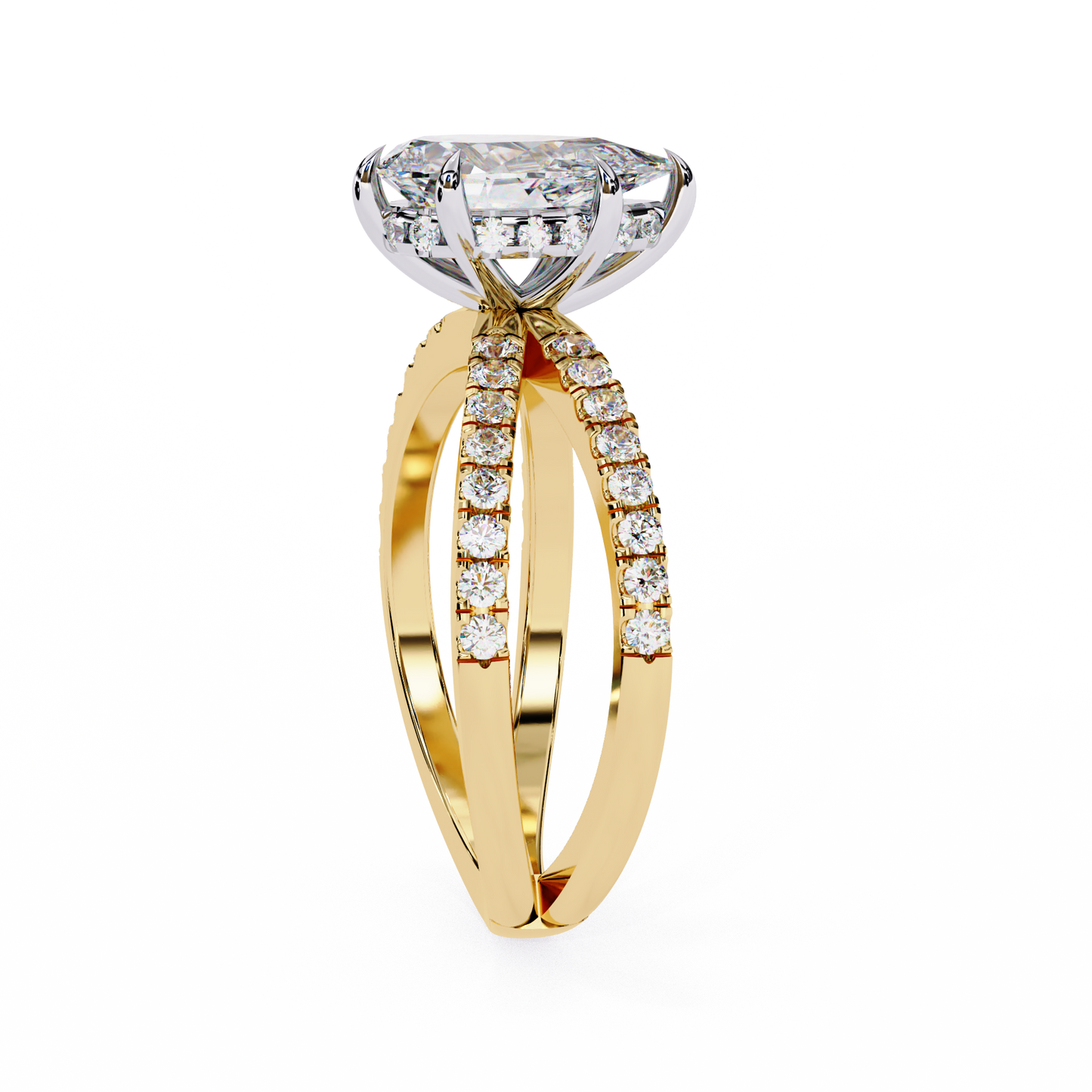 pear crisscross lab grown diamond ring