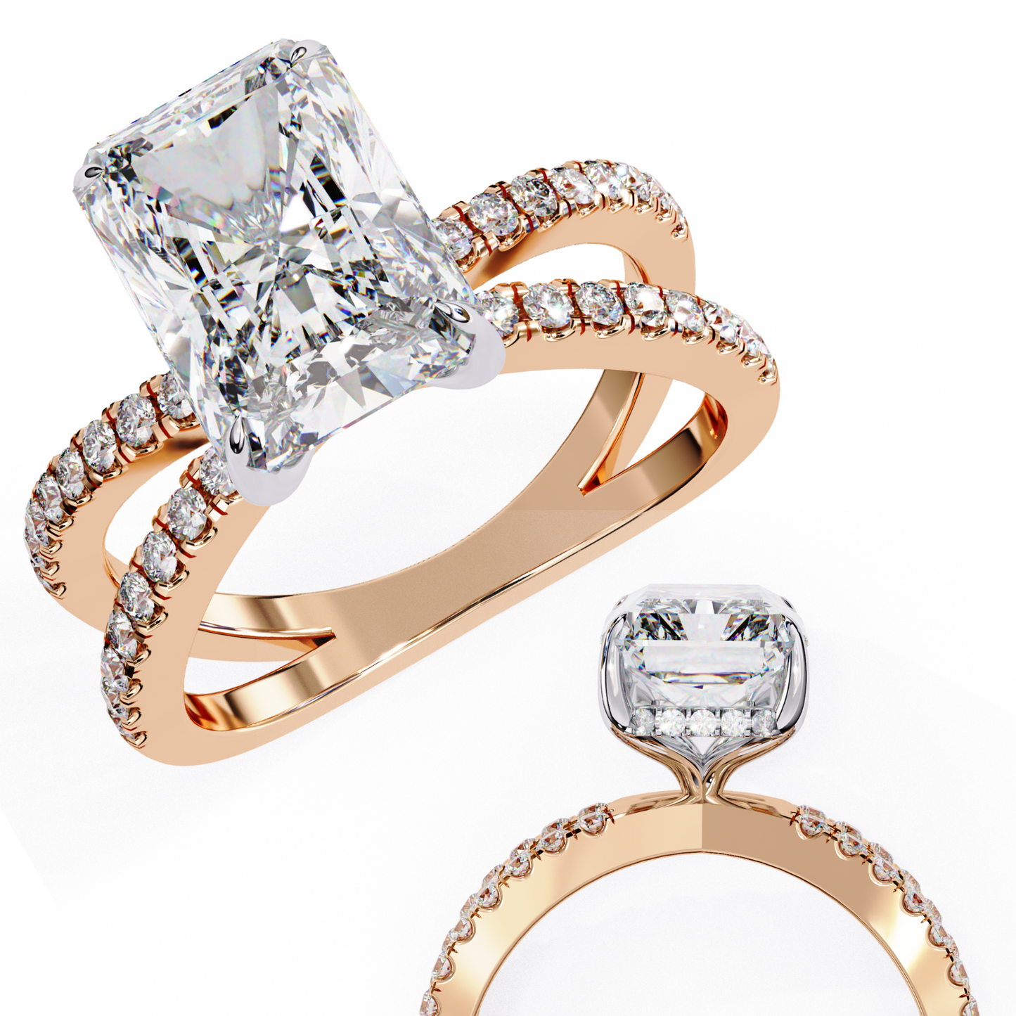 auriel lab grown diamond radiant crisscross ring