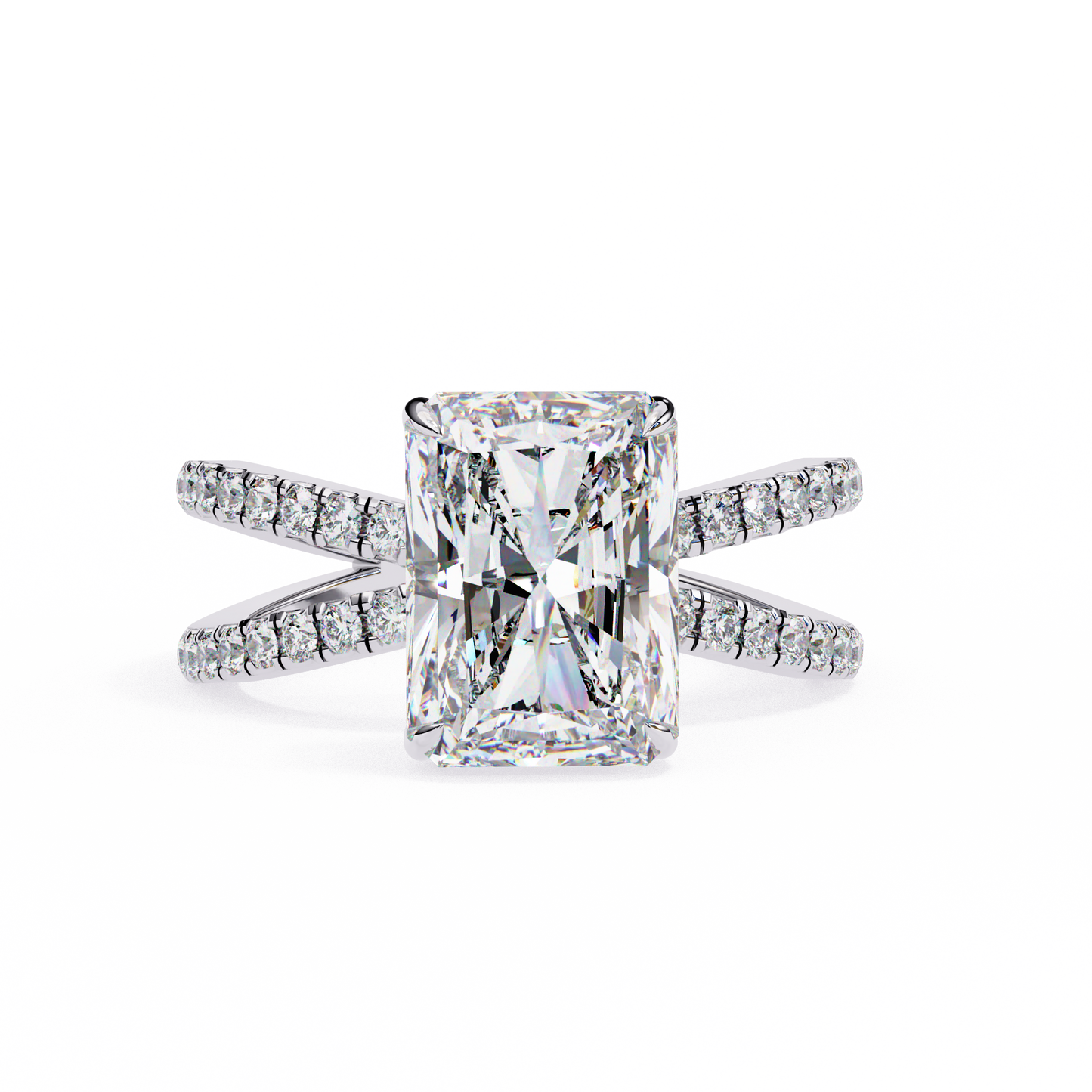 auriel lab grown diamond radiant crisscross ring