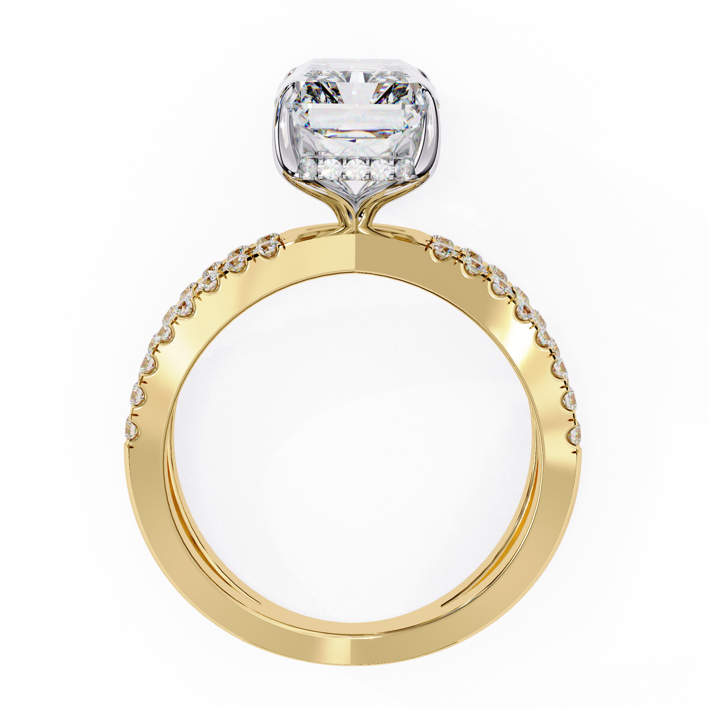 elysia lab grown diamond emerald crisscross ring