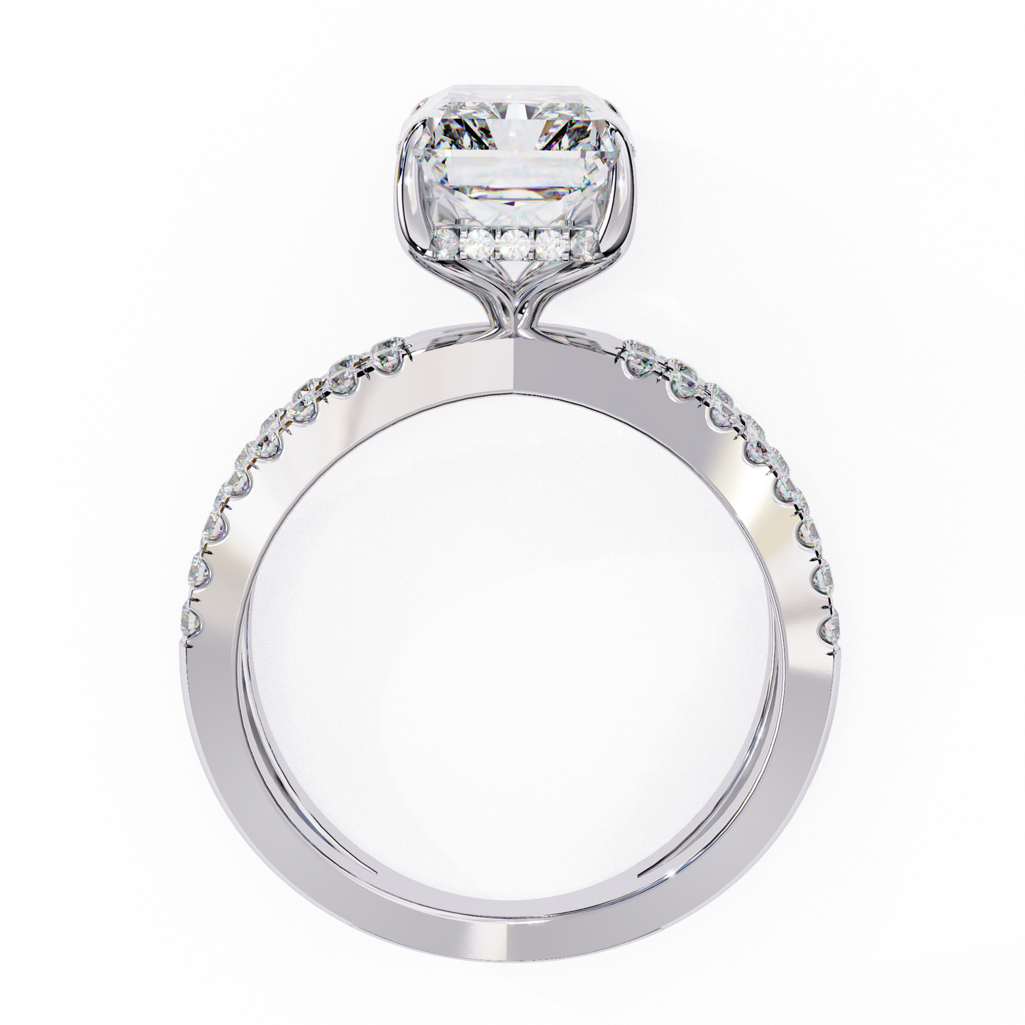 elysia lab grown diamond emerald crisscross ring