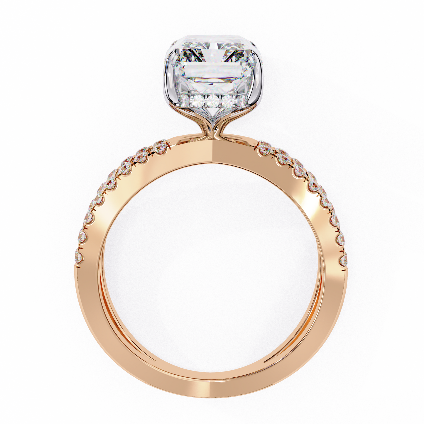 elysia lab grown diamond emerald crisscross ring