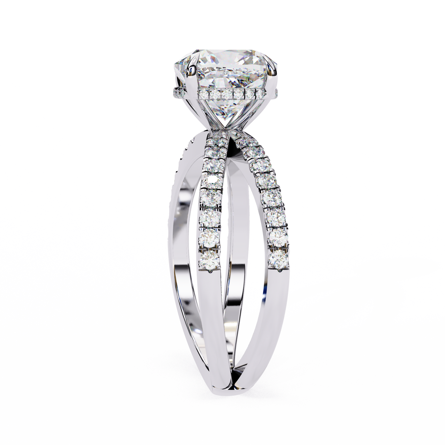cushion cut crisscross lab grown diamond ring