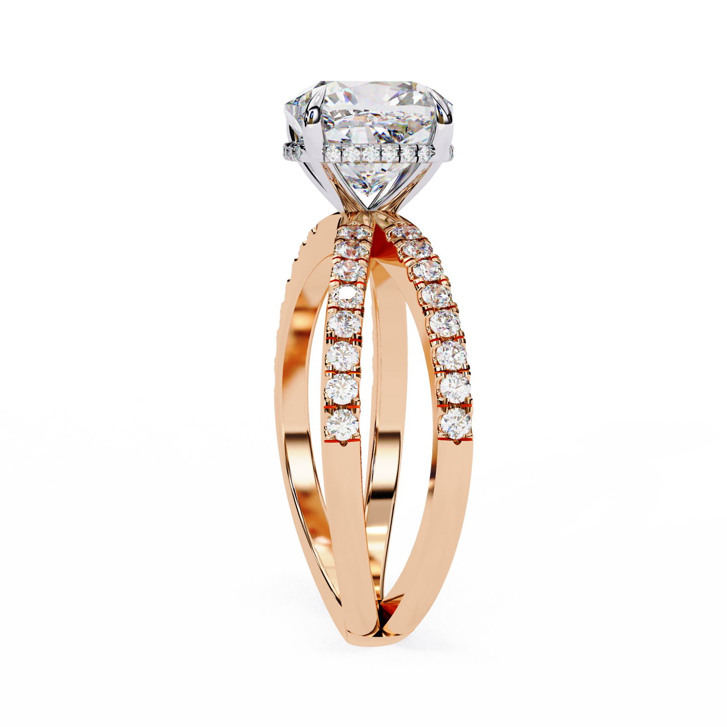 cushion cut crisscross lab grown diamond ring