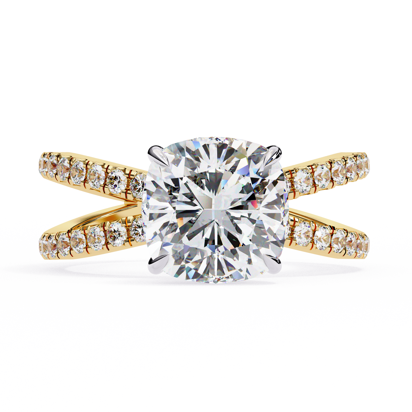 cushion cut crisscross lab grown diamond ring