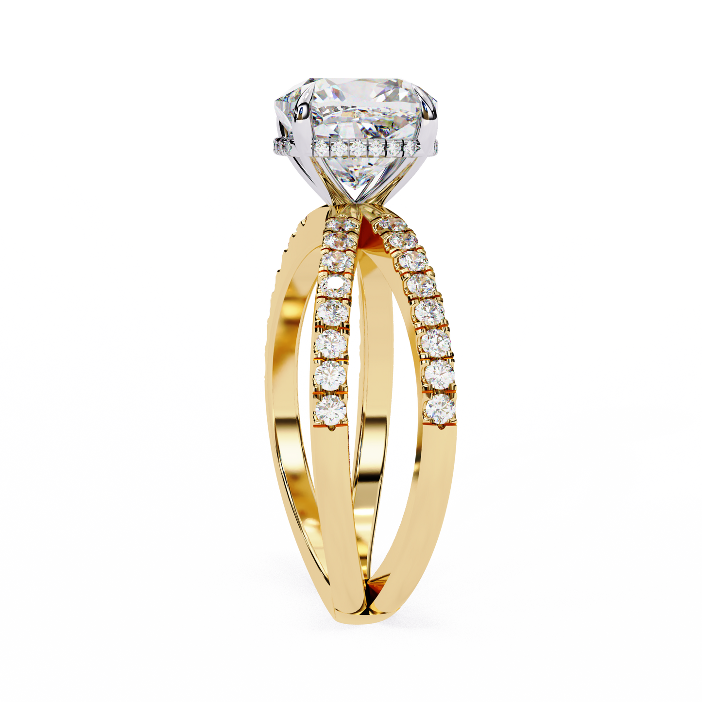 cushion cut crisscross lab grown diamond ring