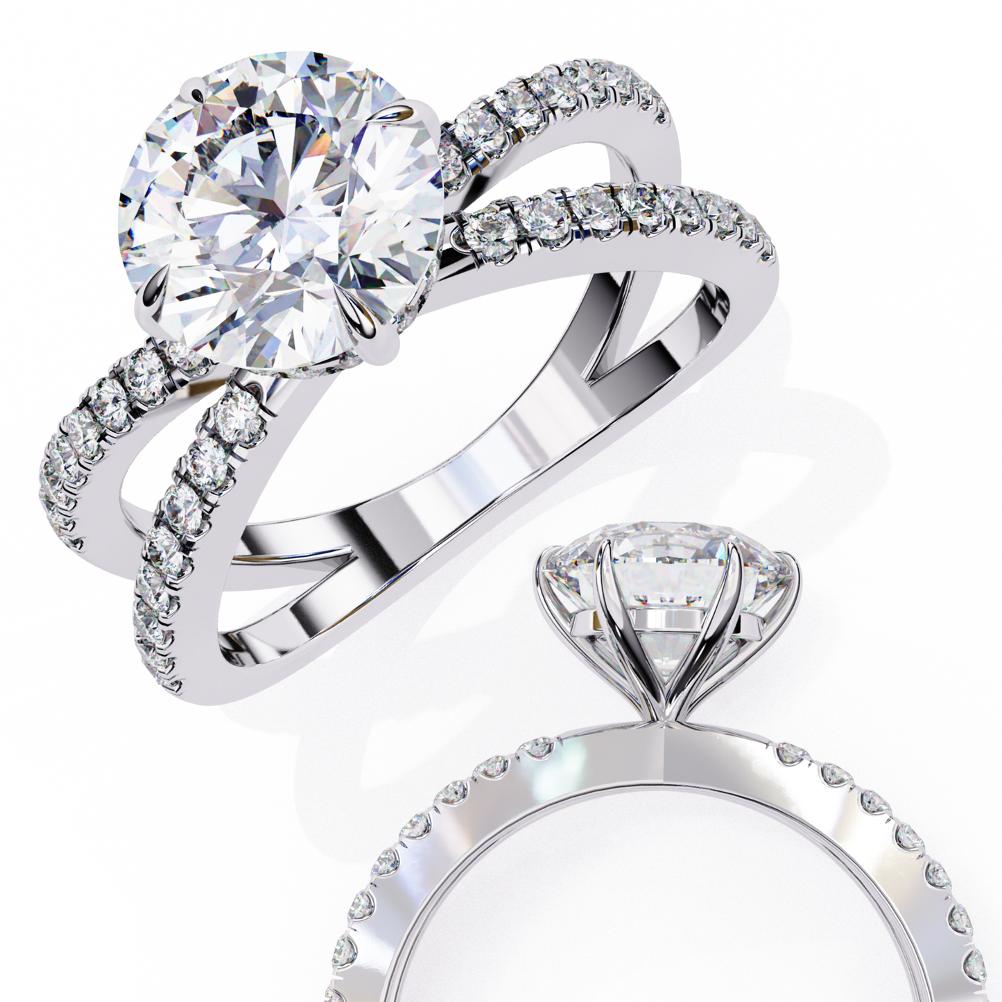 aurelia lab grown diamond round crisscross ring