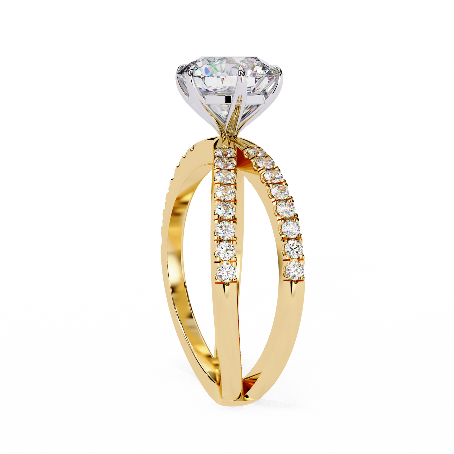 aurelia lab grown diamond round crisscross ring