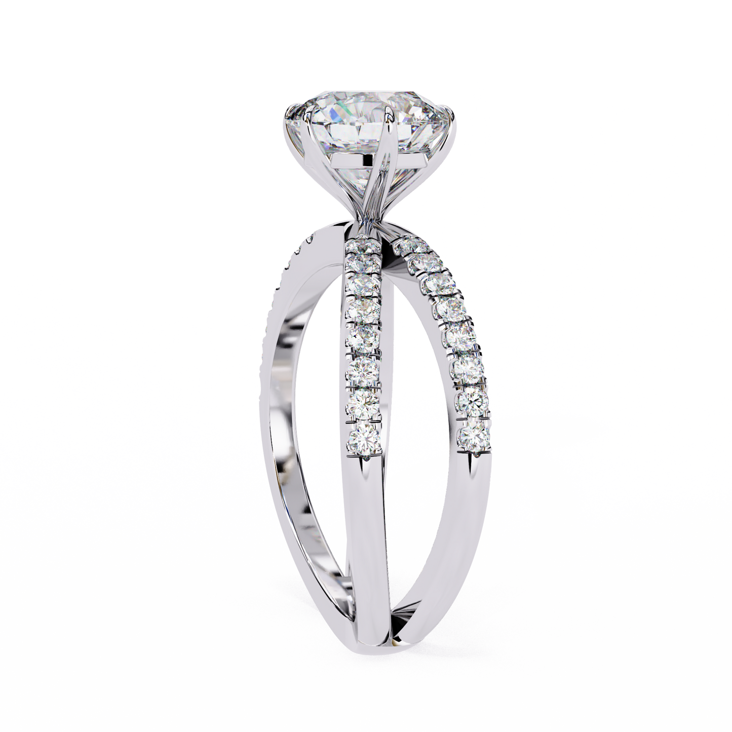 aurelia lab grown diamond round crisscross ring
