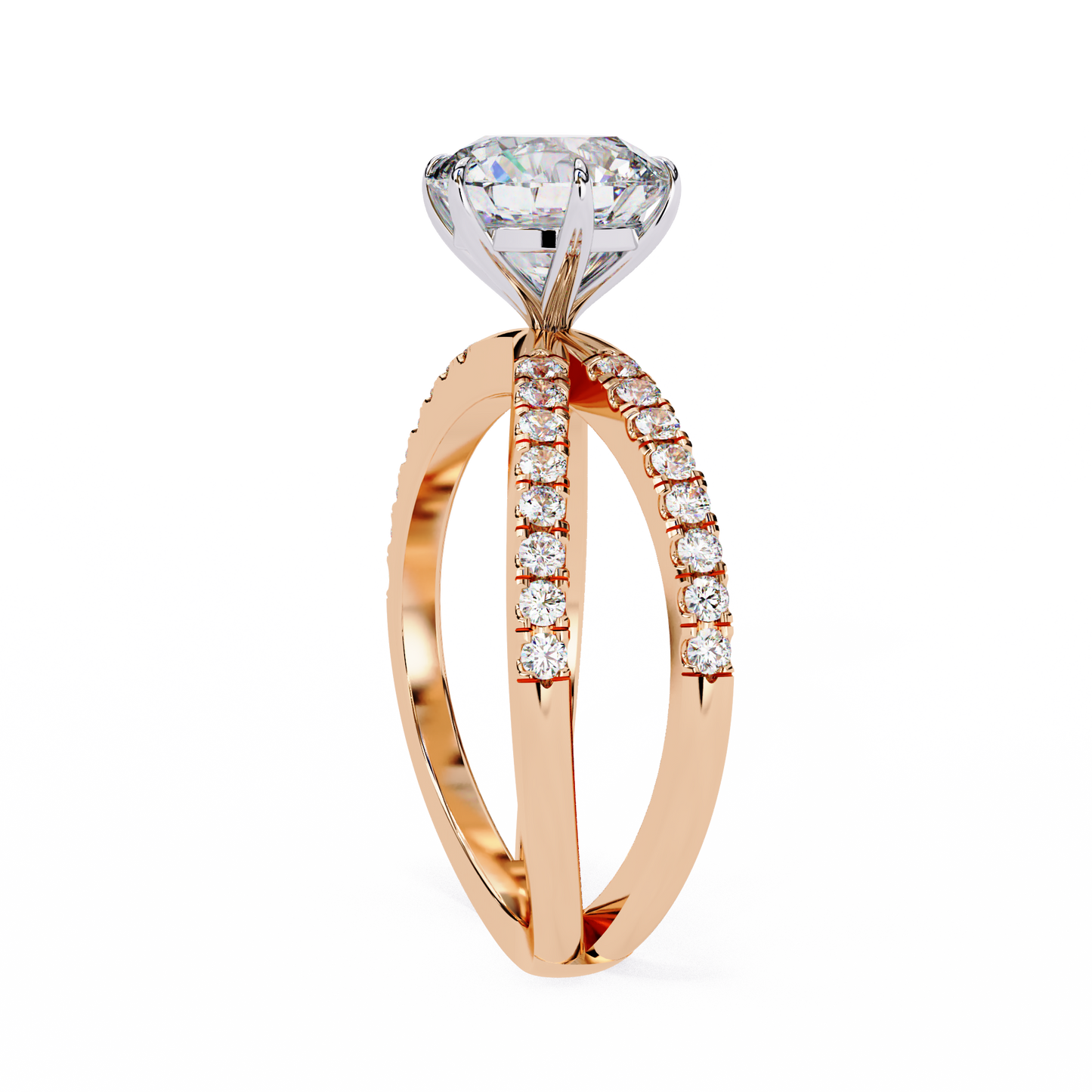 aurelia lab grown diamond round crisscross ring