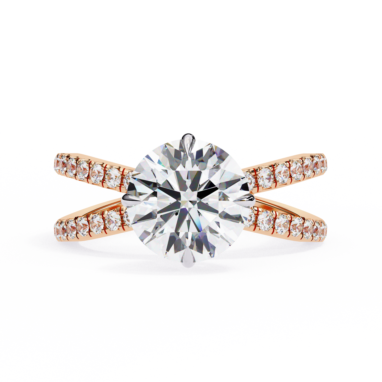 aurelia lab grown diamond round crisscross ring