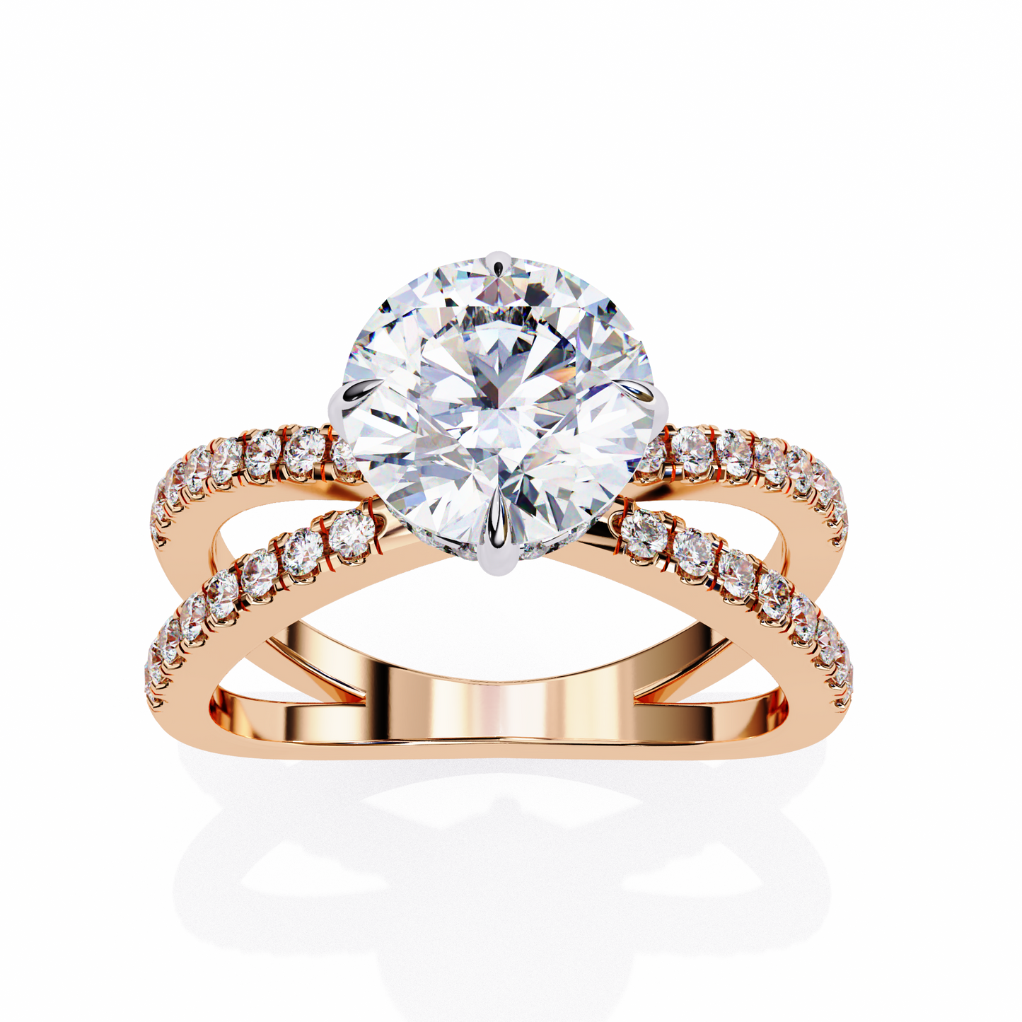 aurelia lab grown diamond round crisscross ring