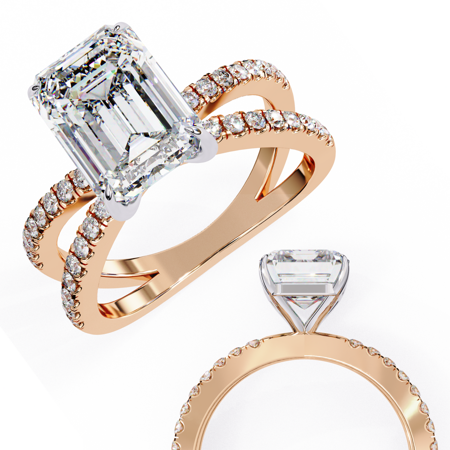 aurora lab grown diamond emerald embrace