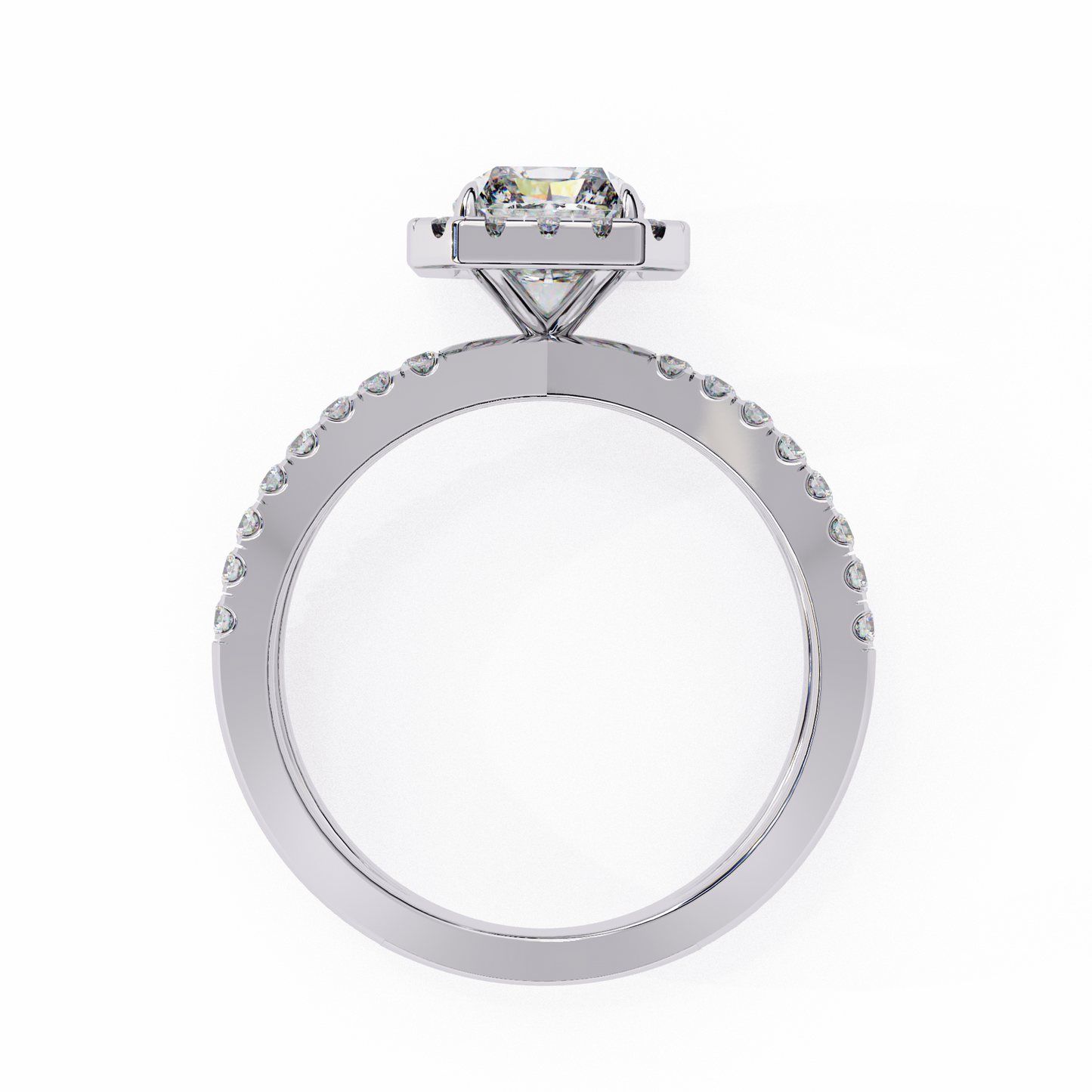 radiant halo crisscross lab grown diamond ring