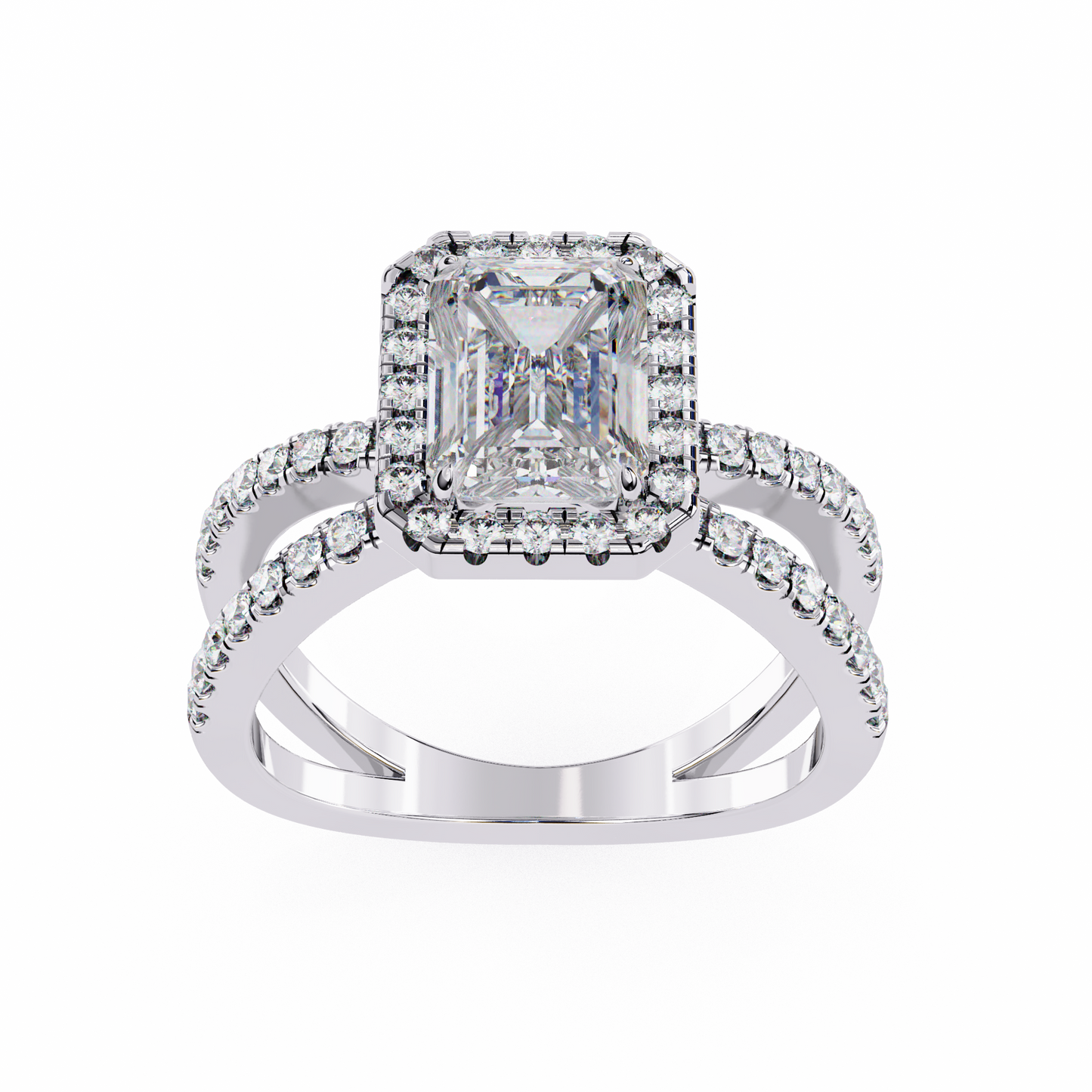 elysia lab grown diamond emerald infinity halo ring