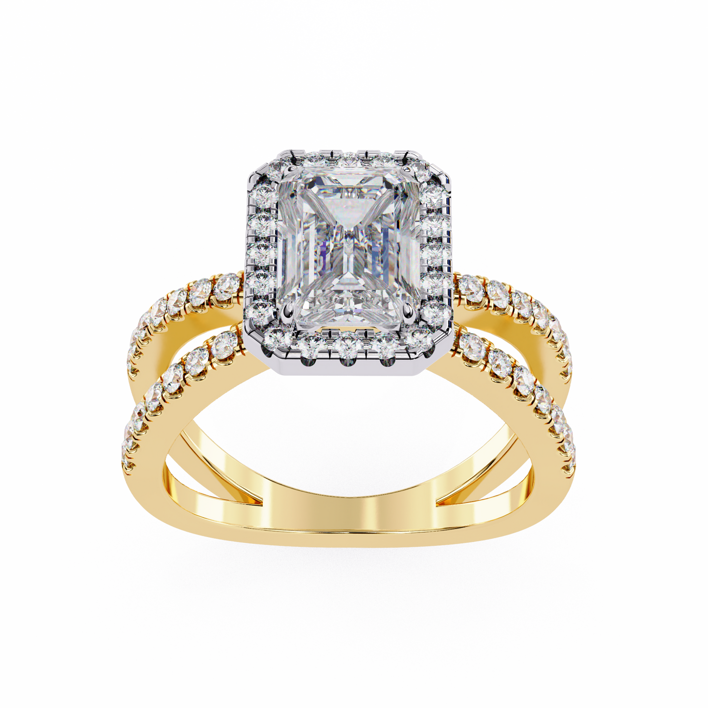 elysia lab grown diamond emerald infinity halo ring