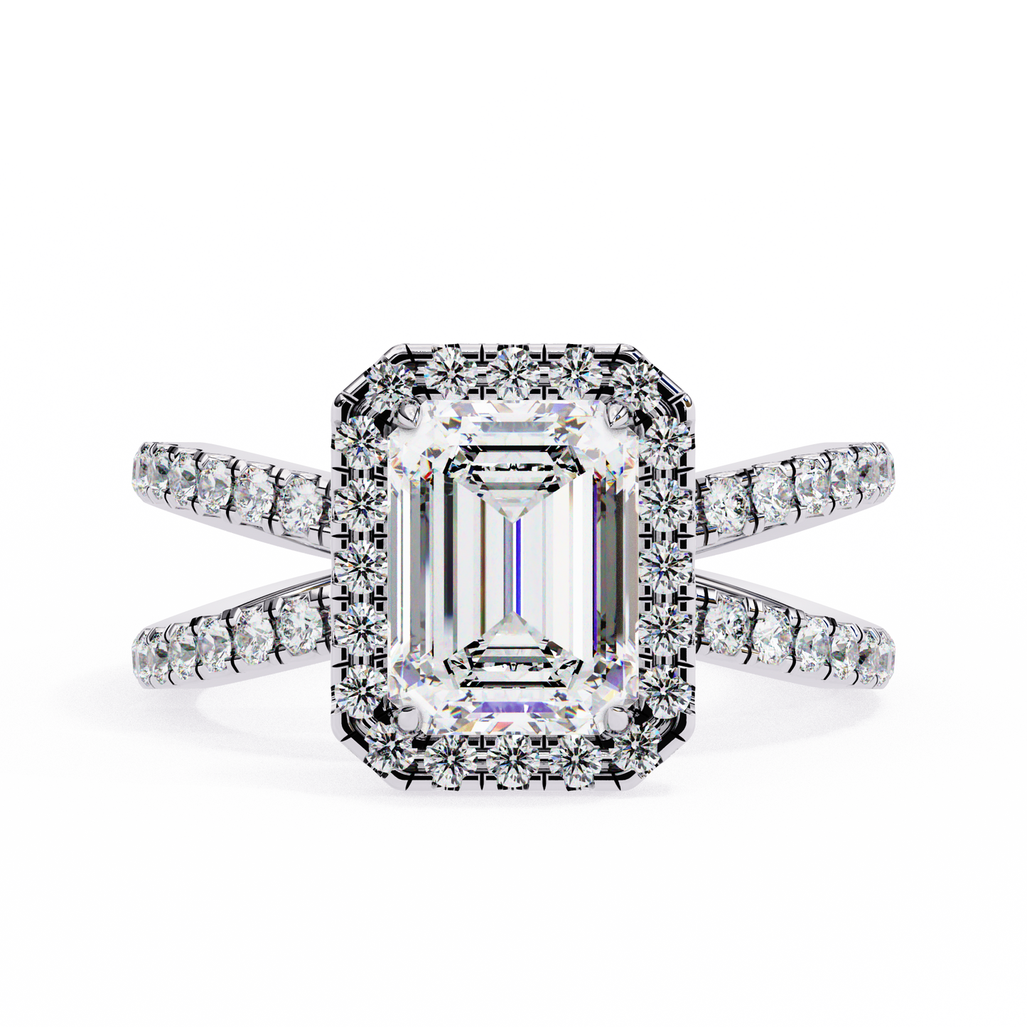 elysia lab grown diamond emerald infinity halo ring