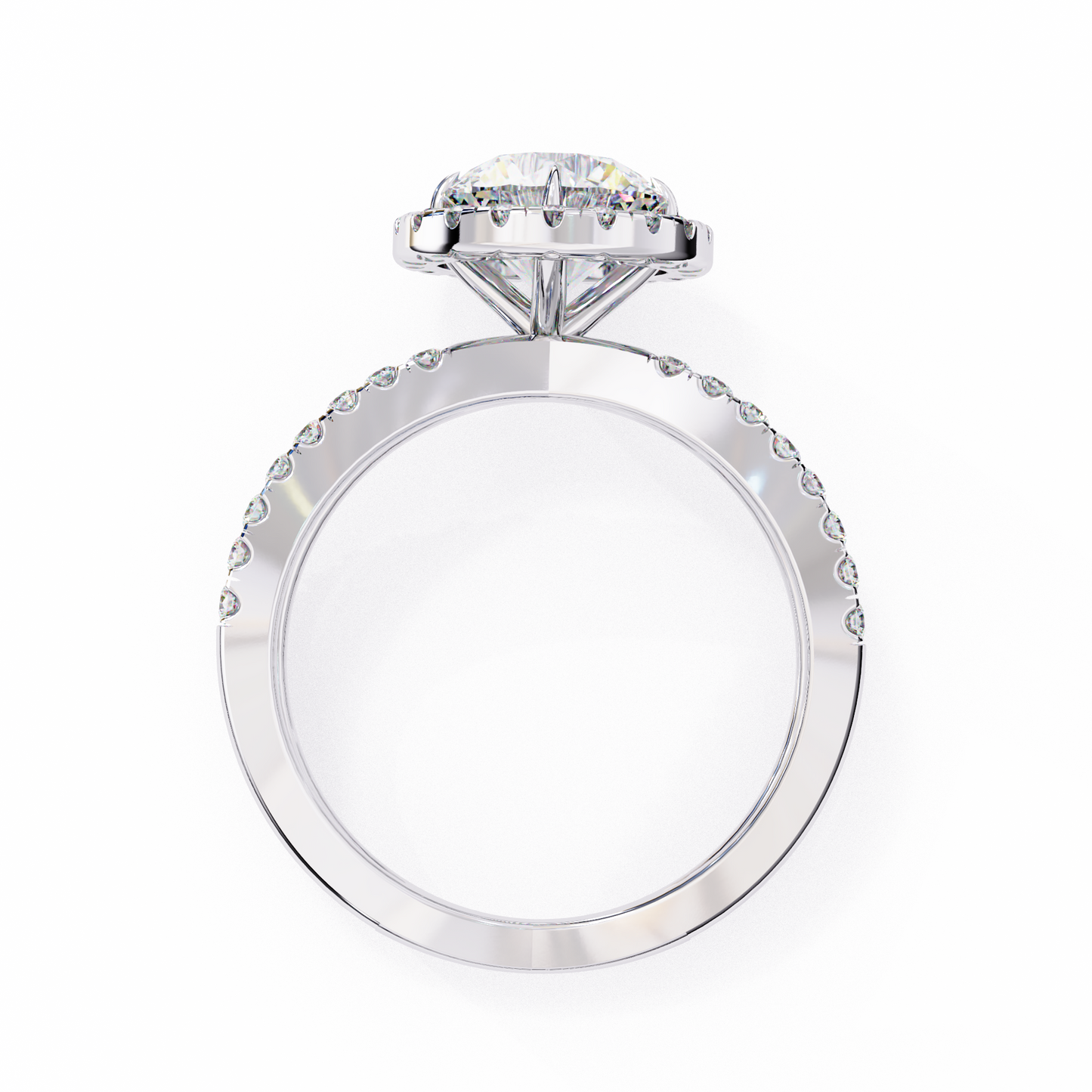 round halo crisscross lab grown diamond ring