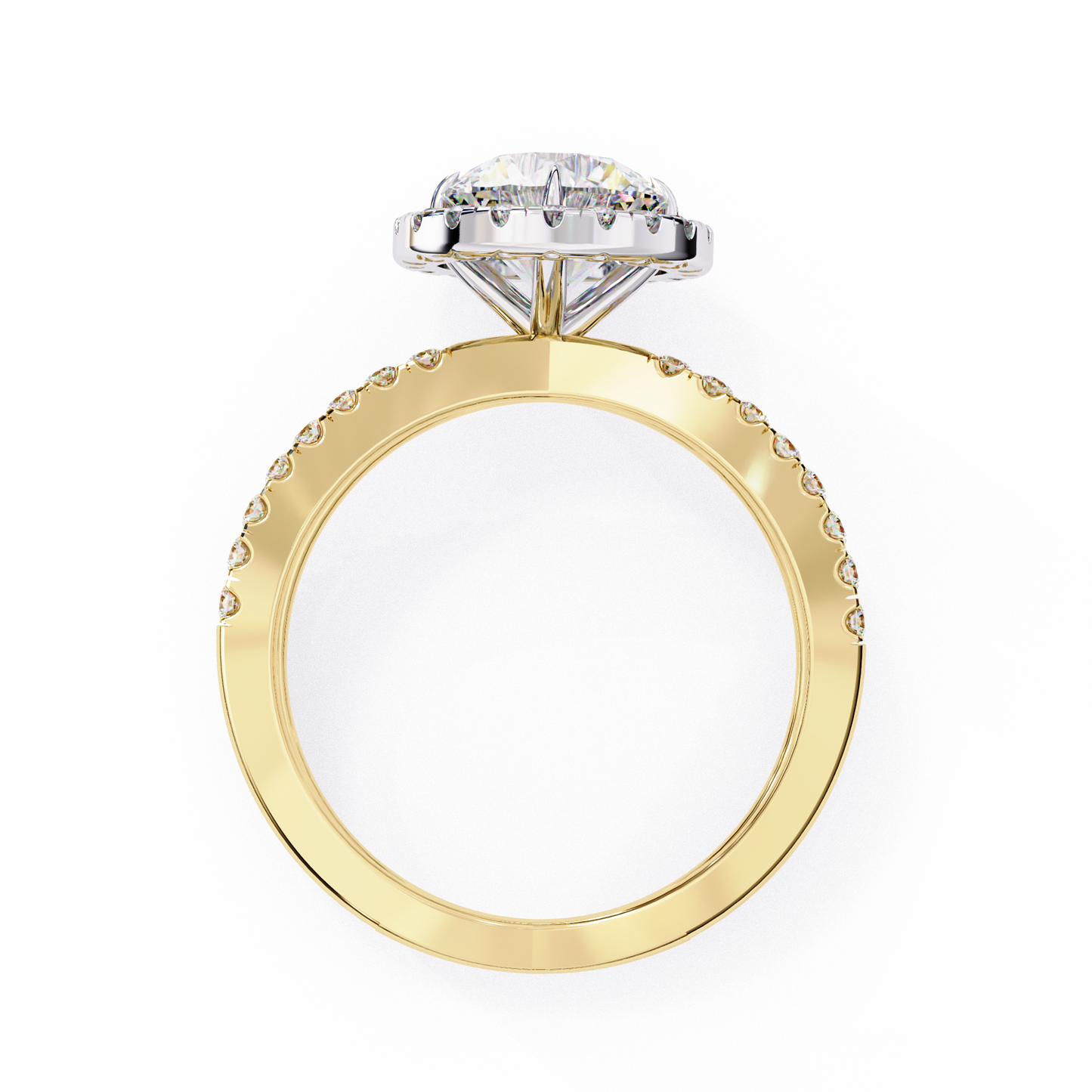 round halo crisscross lab grown diamond ring