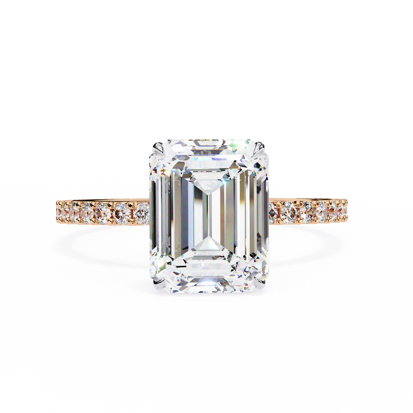 emerald lab grown diamond pavé ring