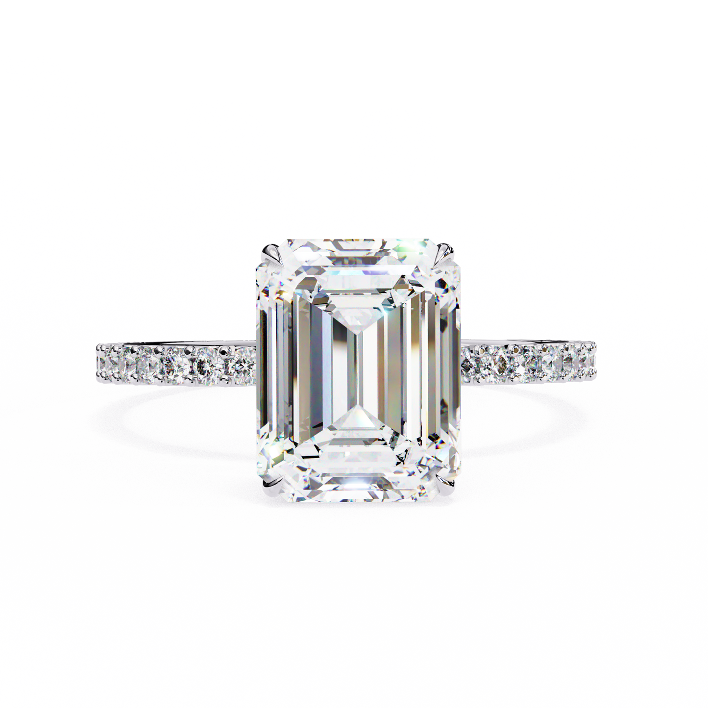 emerald lab grown diamond pavé ring