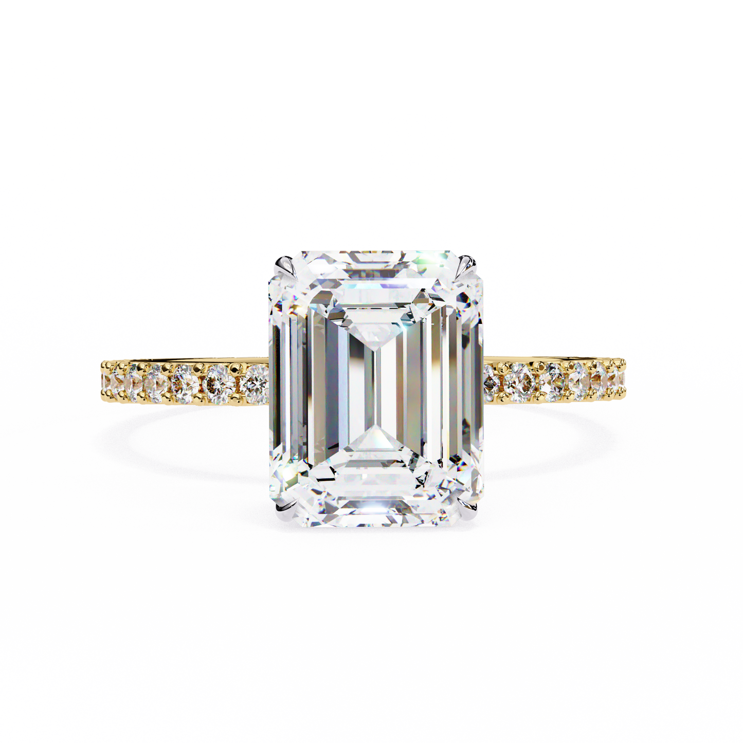 emerald lab grown diamond pavé ring