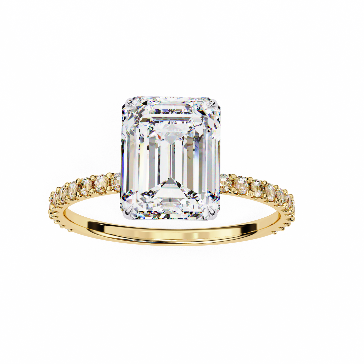 emerald lab grown diamond pavé ring
