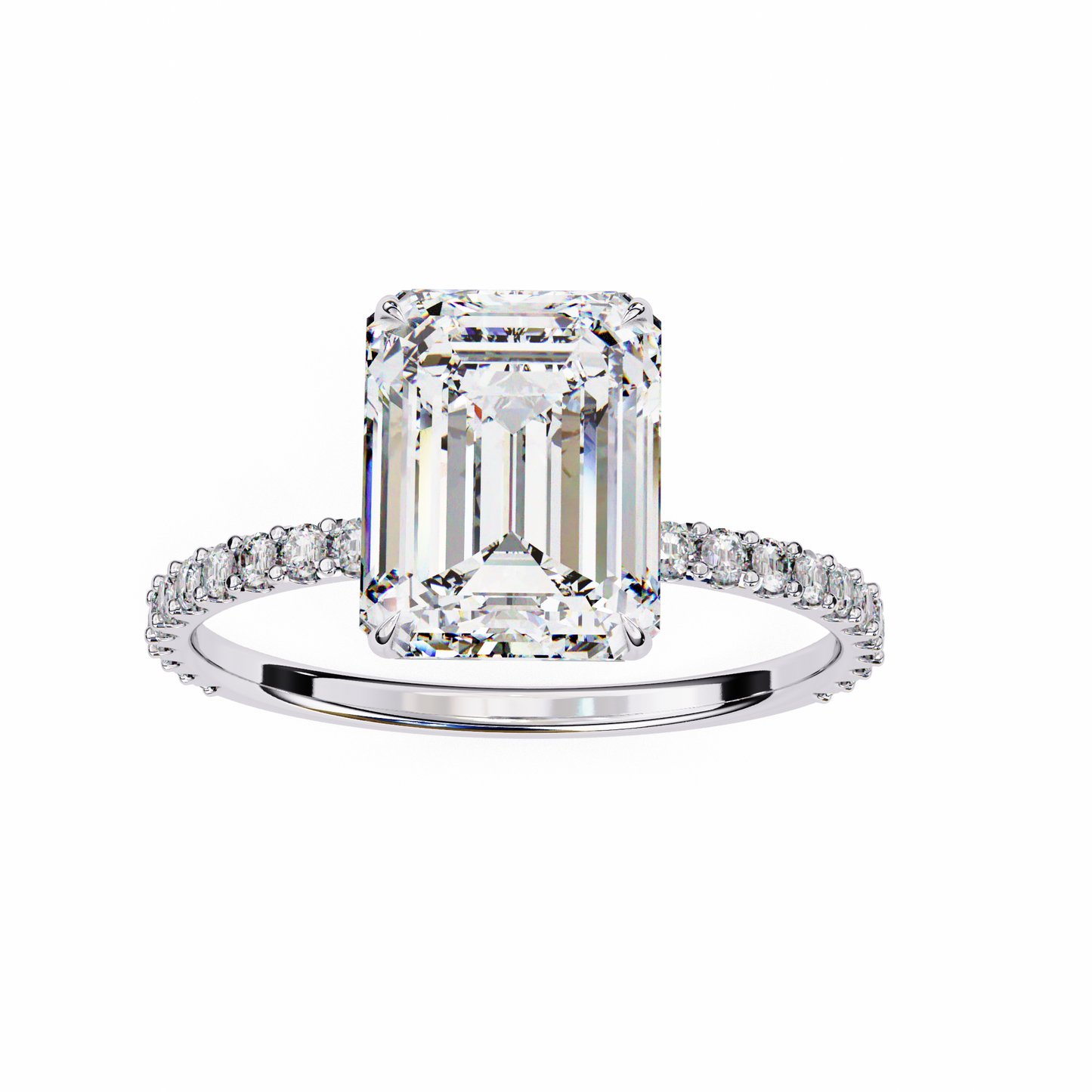 emerald lab grown diamond pavé ring