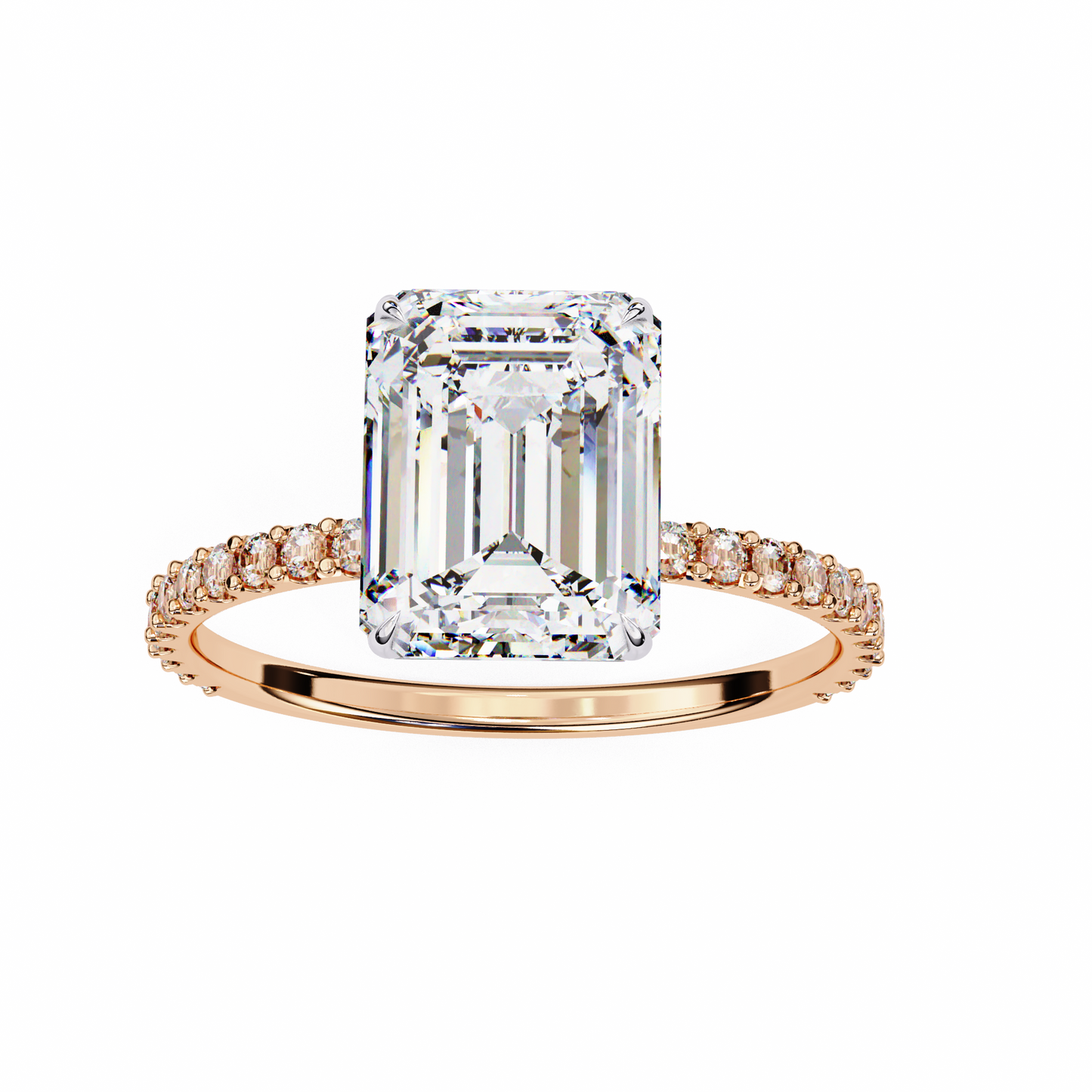 emerald lab grown diamond pavé ring