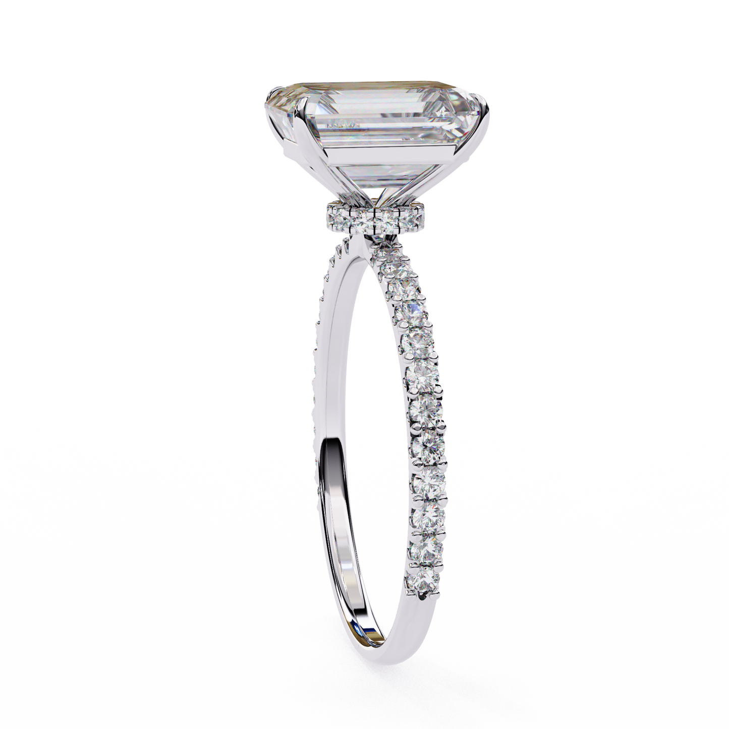 emerald lab grown diamond pavé ring