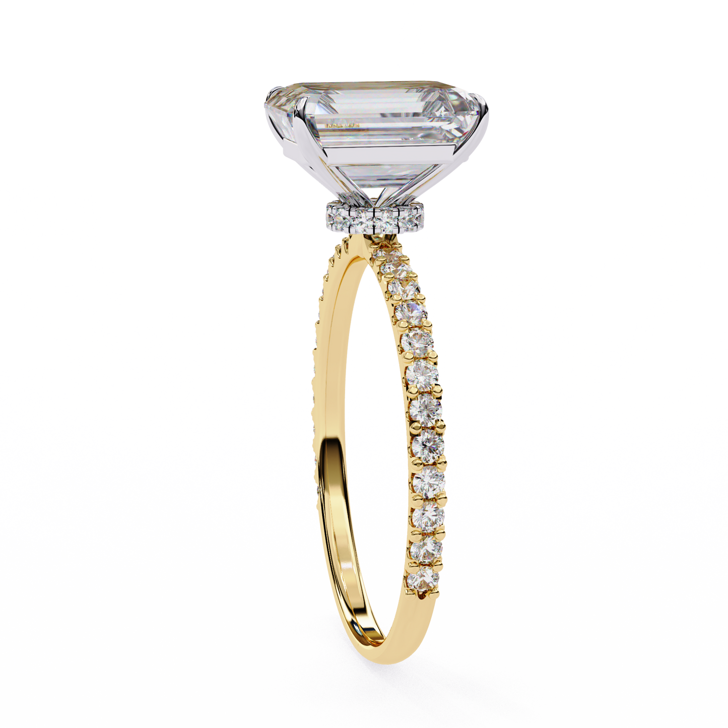 emerald lab grown diamond pavé ring