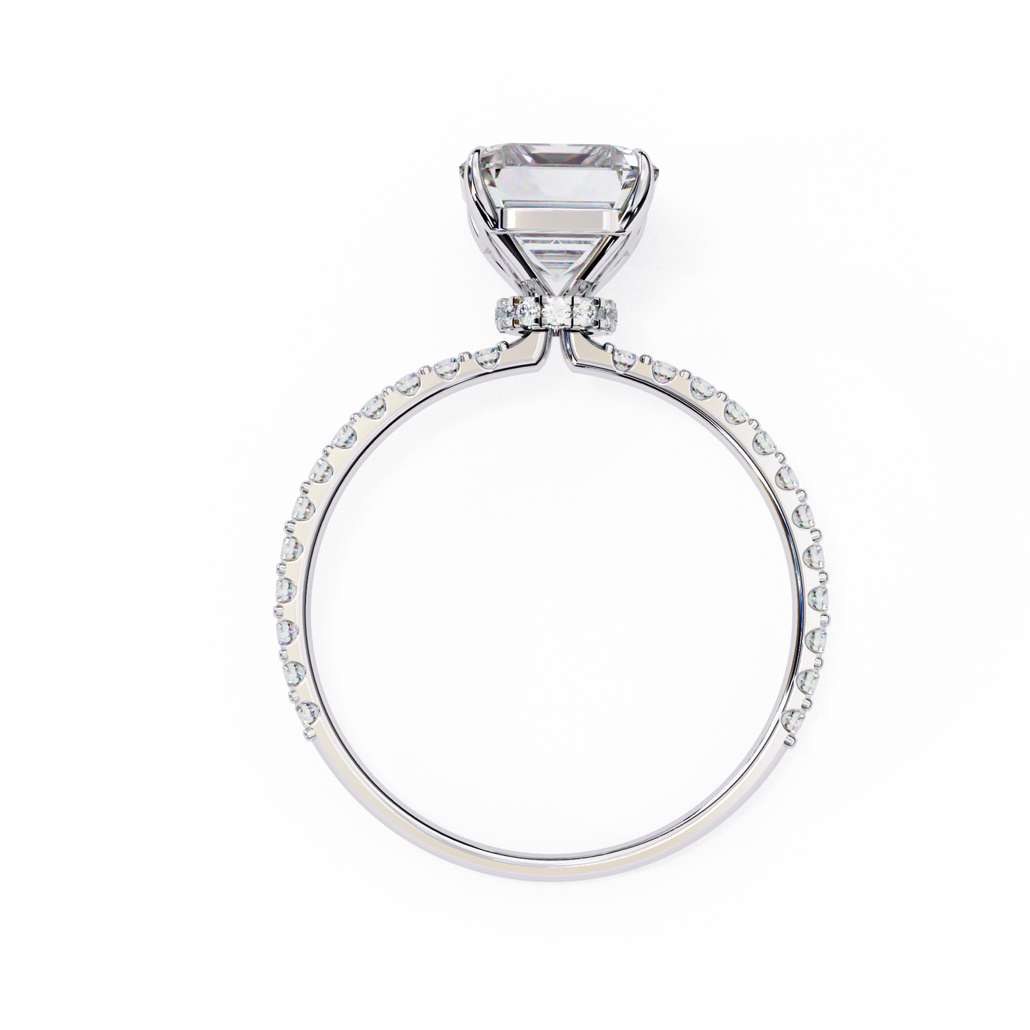 emerald lab grown diamond pavé ring